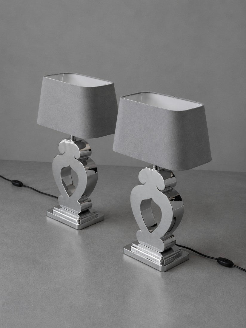 1980s Netherlands Table Lamp in Fabric and Heavy Cast Aluminum — in context