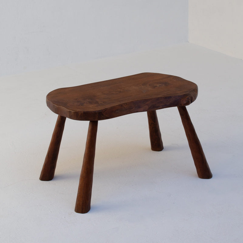 Brutalist Solid Wood Side Table in Oak — close-up of textured oak surface