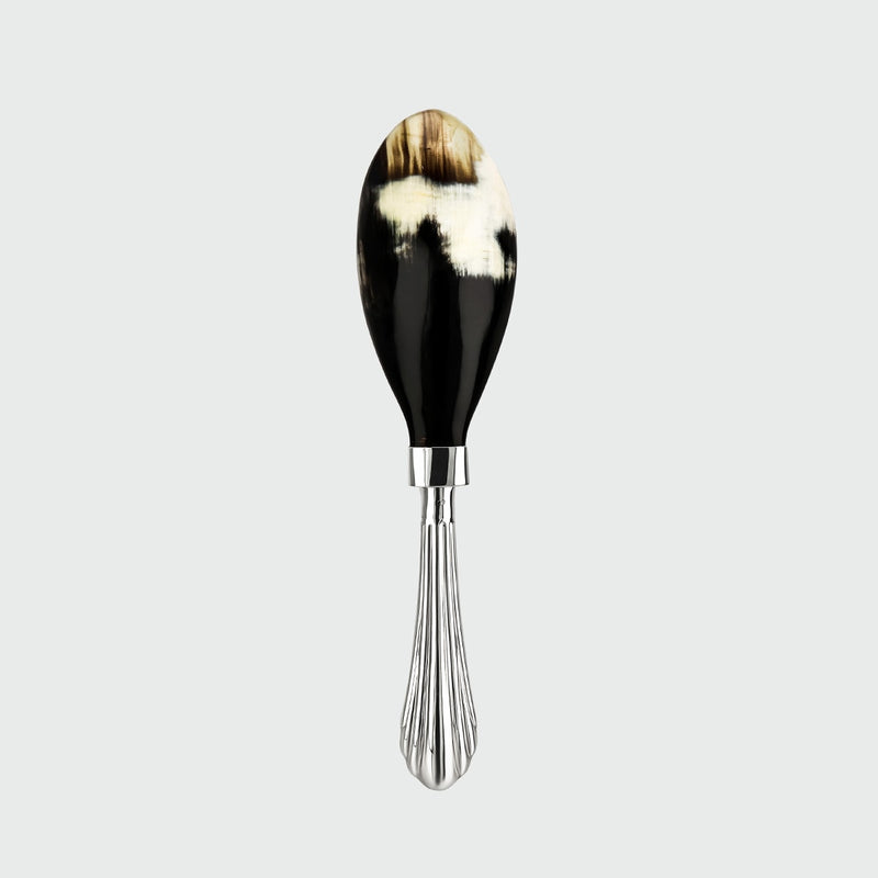 Horn Salad Spoon — top view showing black and cream horn material