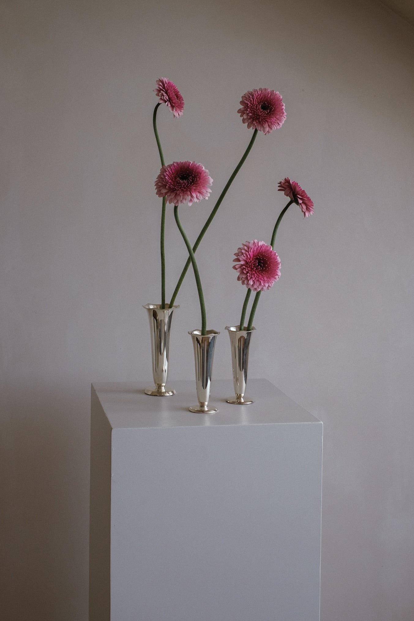 Set of 3 silver-plated vases  — alternate view