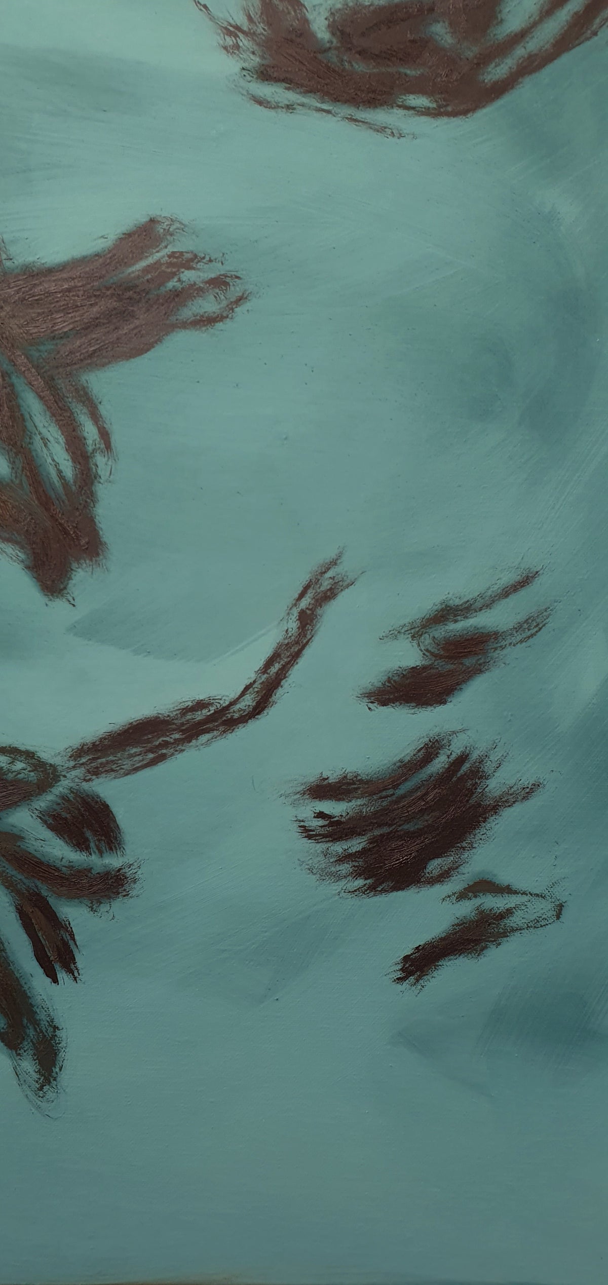 'Hummingbird swirl/velvet' painting — side angle