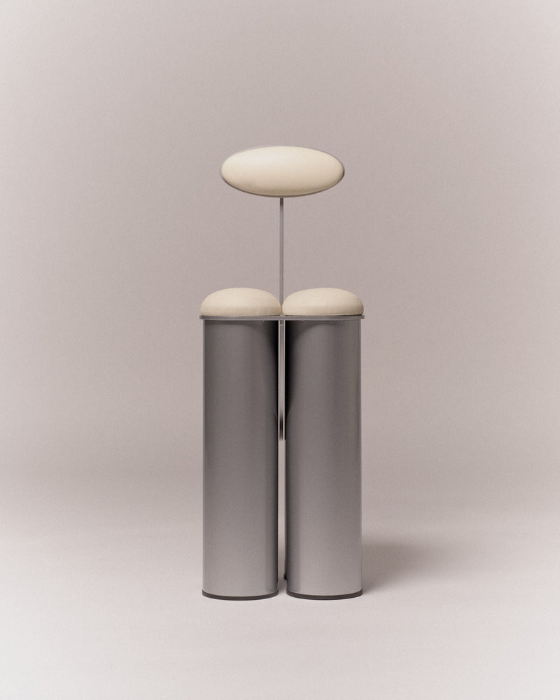 Giulio Stool by SUPERSEDIA | The Oblist — modern metal and cream upholstery