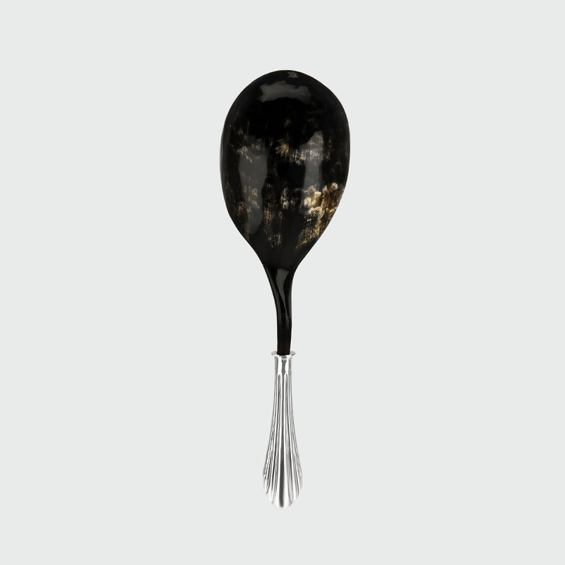Twisted Horn Spoon — close-up of dark horn and silver handle