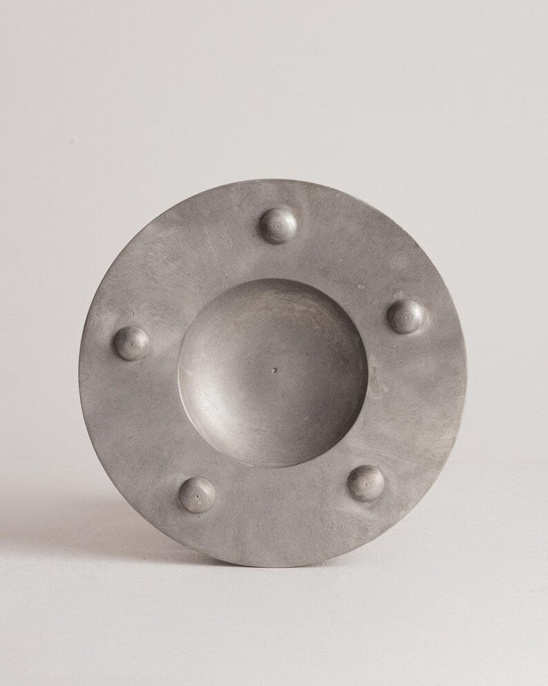 Vintage Post-Modern Metal Plate – Industrial Minimalist Decor, 1980s Style — detail view