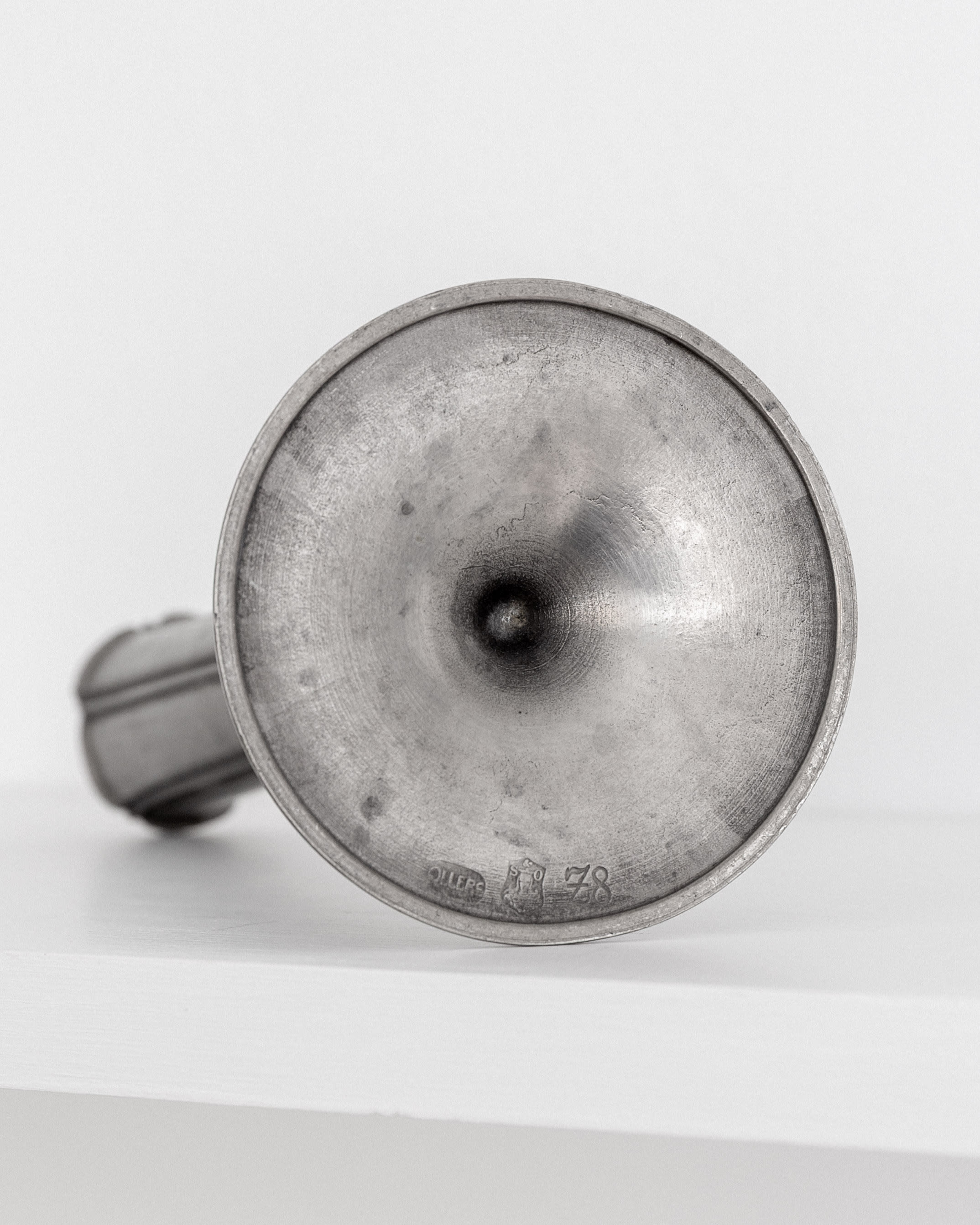 Cast Pewter Vase by Edvin Ollers, 1950 — top view of metallic finish
