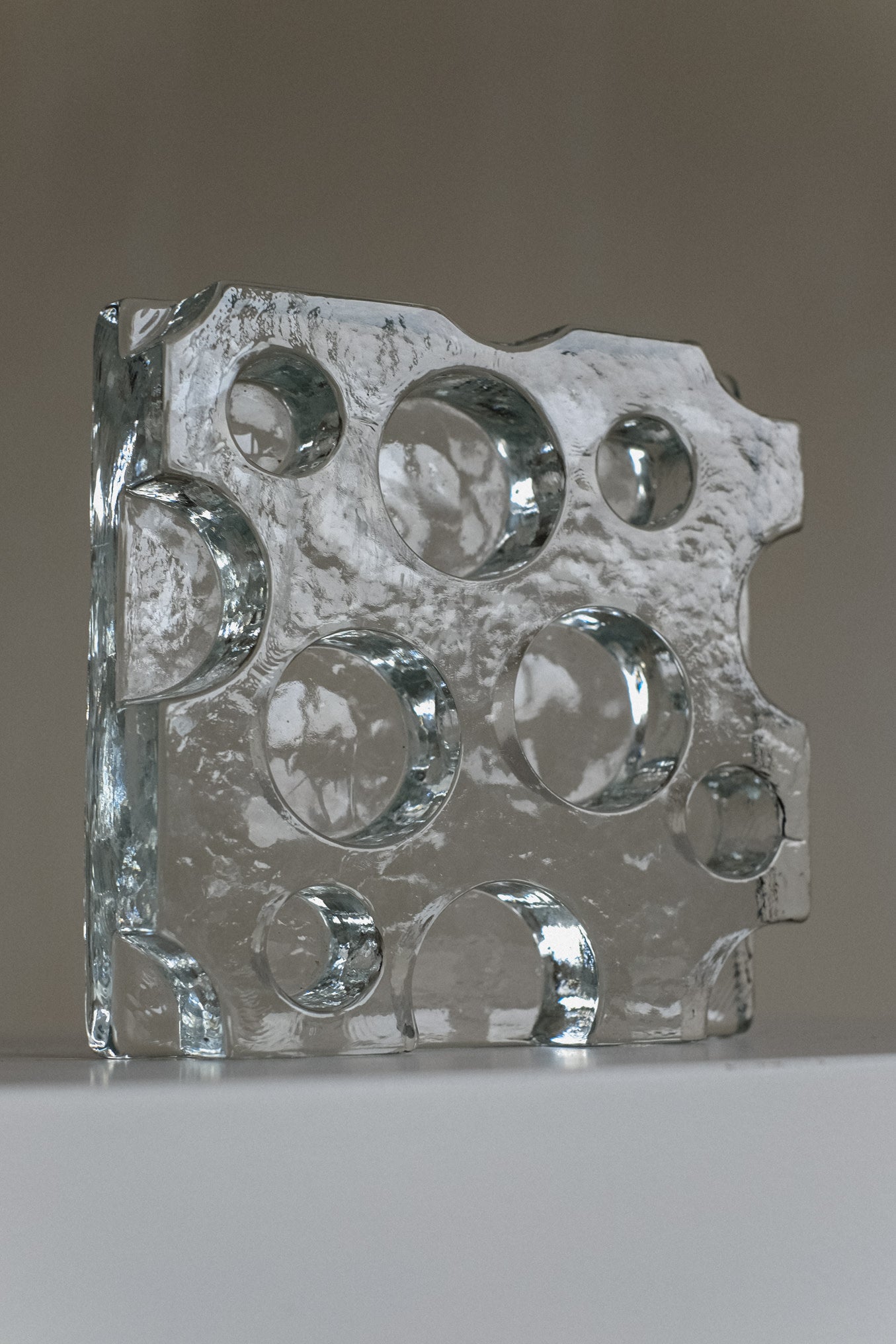 Glass Candle Holder — close-up of textured clear glass surface