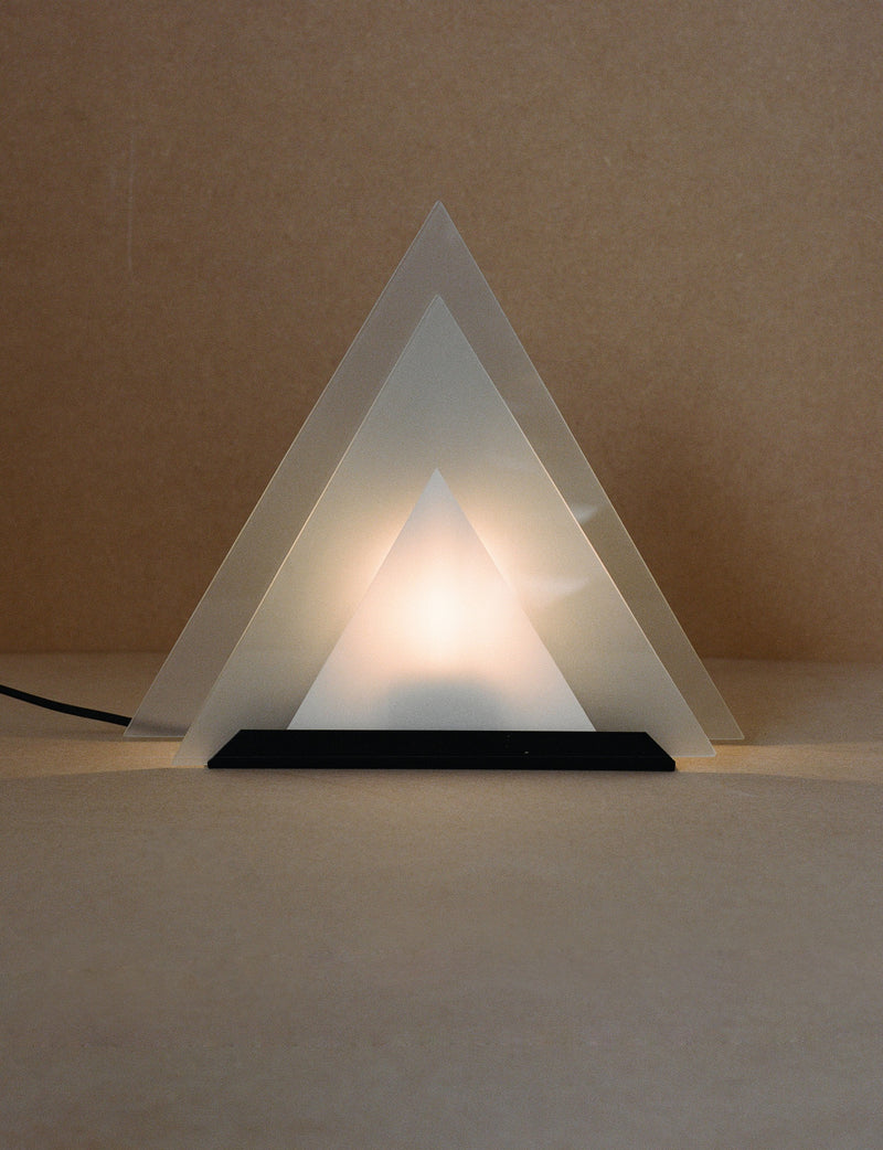 Vintage Glass Pyramid Postmodern Table Lamp C.1980 by DIG IN JAPAN | The Oblist