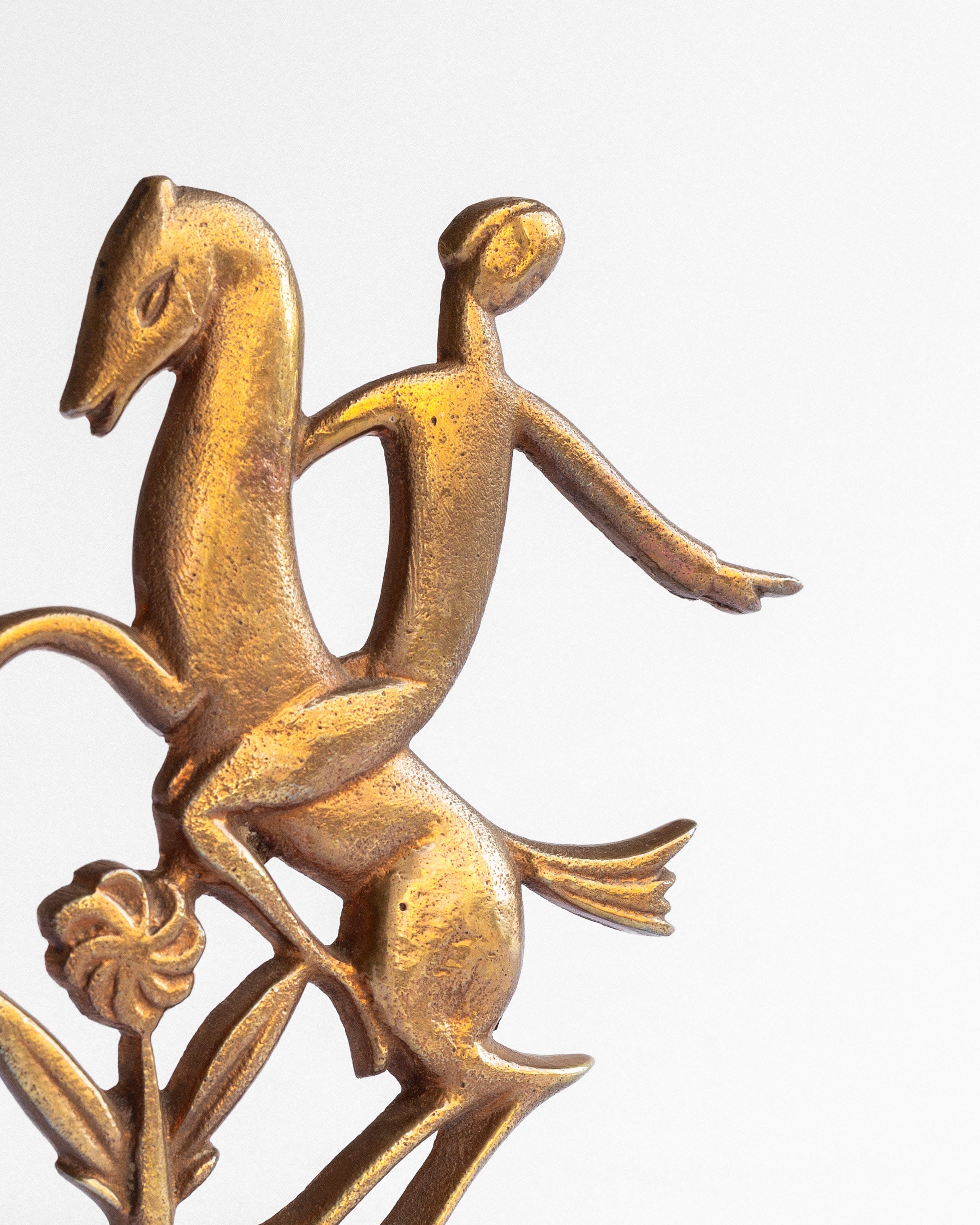 Art Deco Brass Sculpture by Karl Hagenaure, Austria, 1930s — detail view