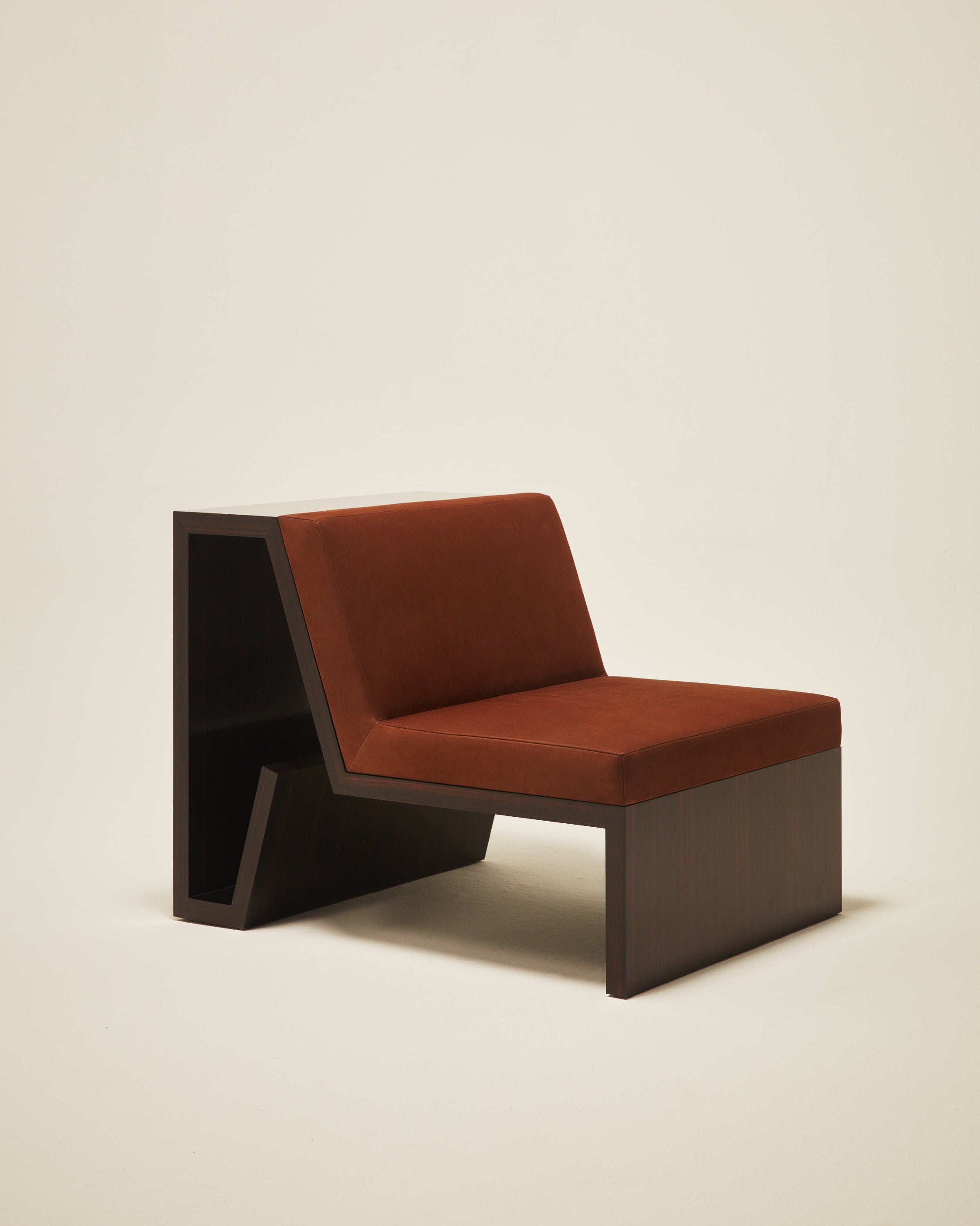 'Continuous' Lounge Chair Handcrafted in Wood Veneer & Leather Upholstery by Atelier FM | The Oblist