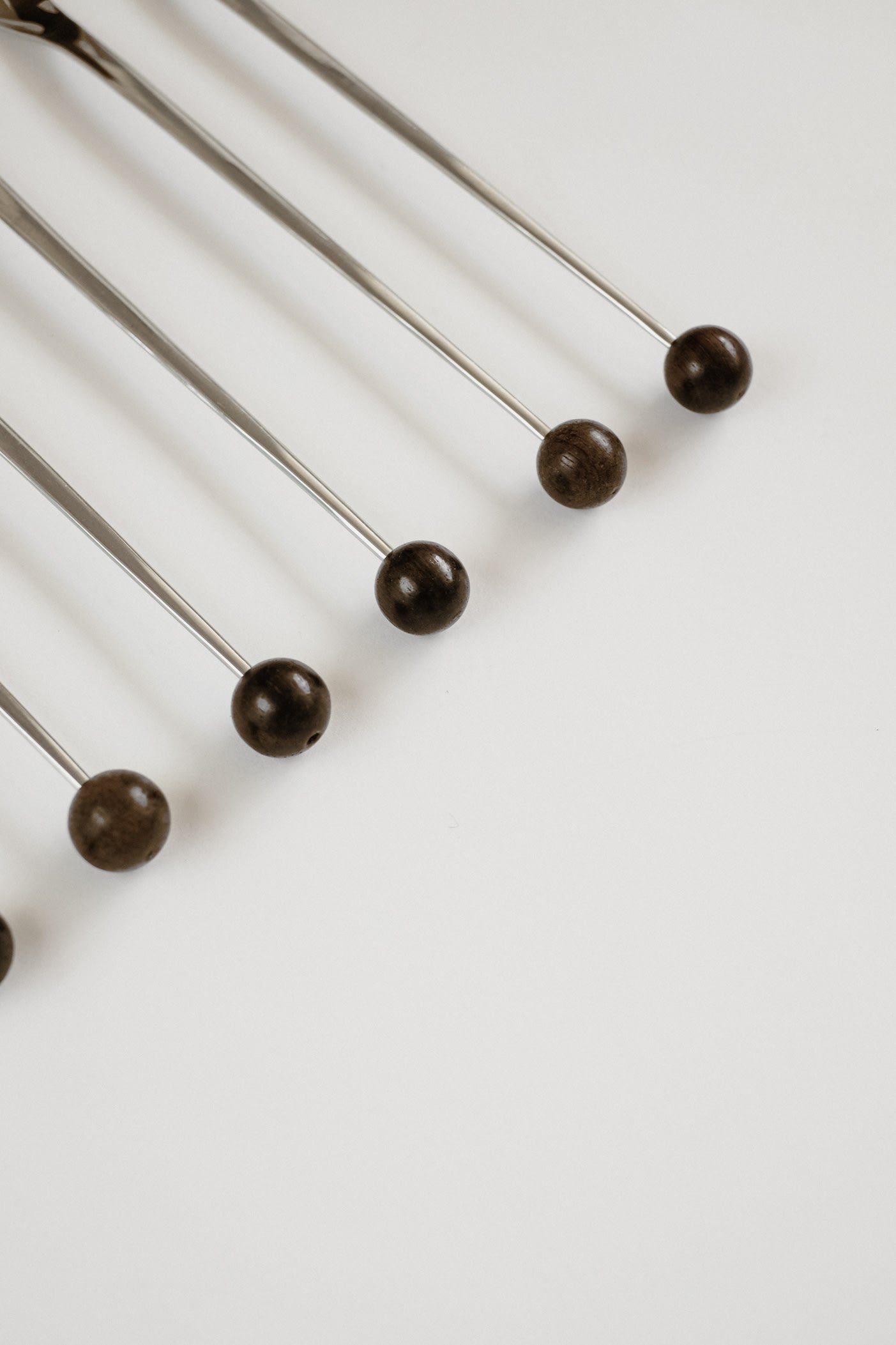 Set of 6 Teak Ball Spoons — detail view