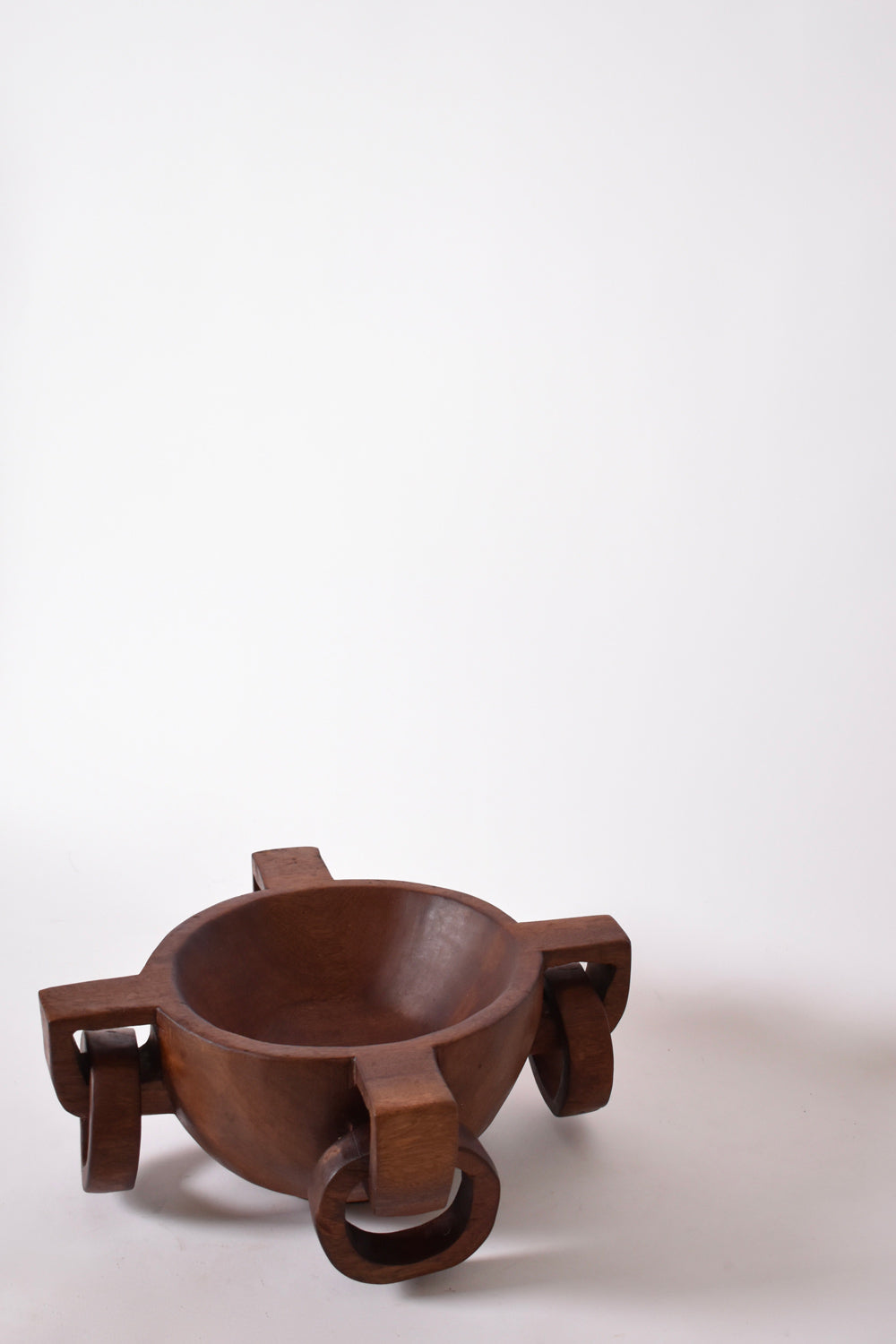African Work Large Bowl with Handles, 1970s — side angle