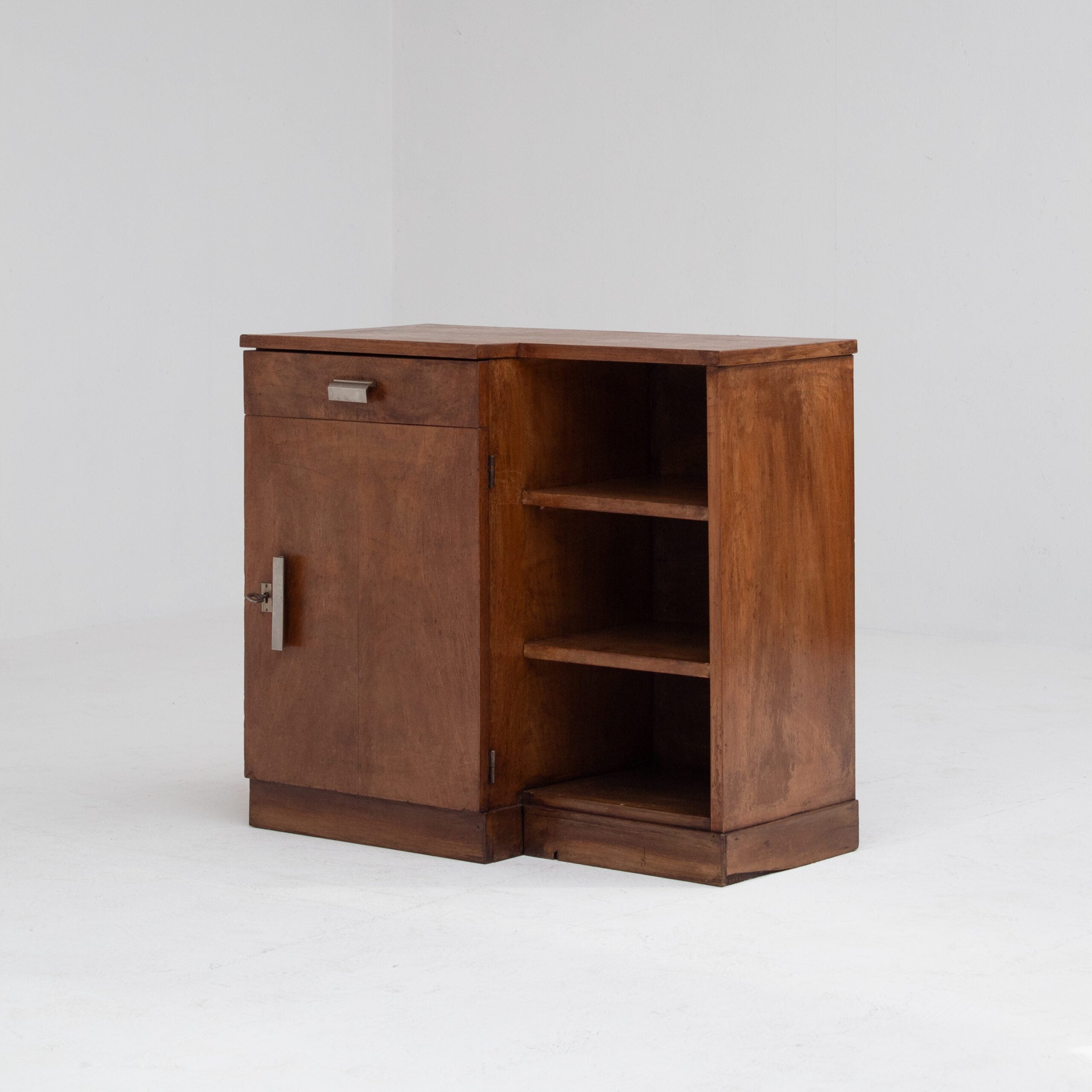 Art Deco Nightstand with Chrome Handles — side angle