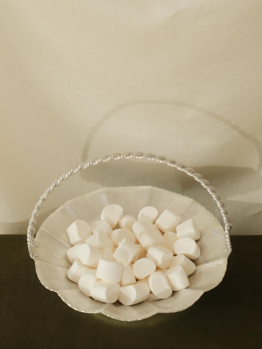 Vintage Satin Aluminium Fruit Basket — detail view