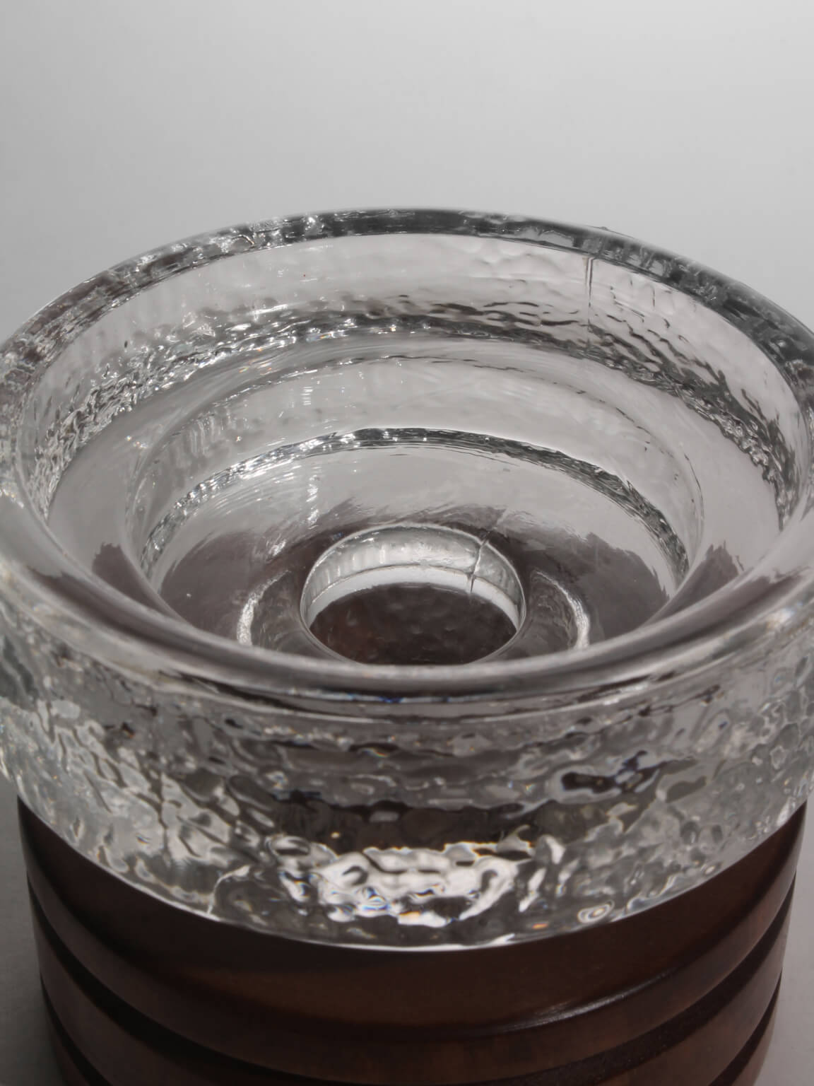 Harry N. Boström Crystal Glass And Wood Candle Holder, For BO Ström, 1960s — lifestyle setting