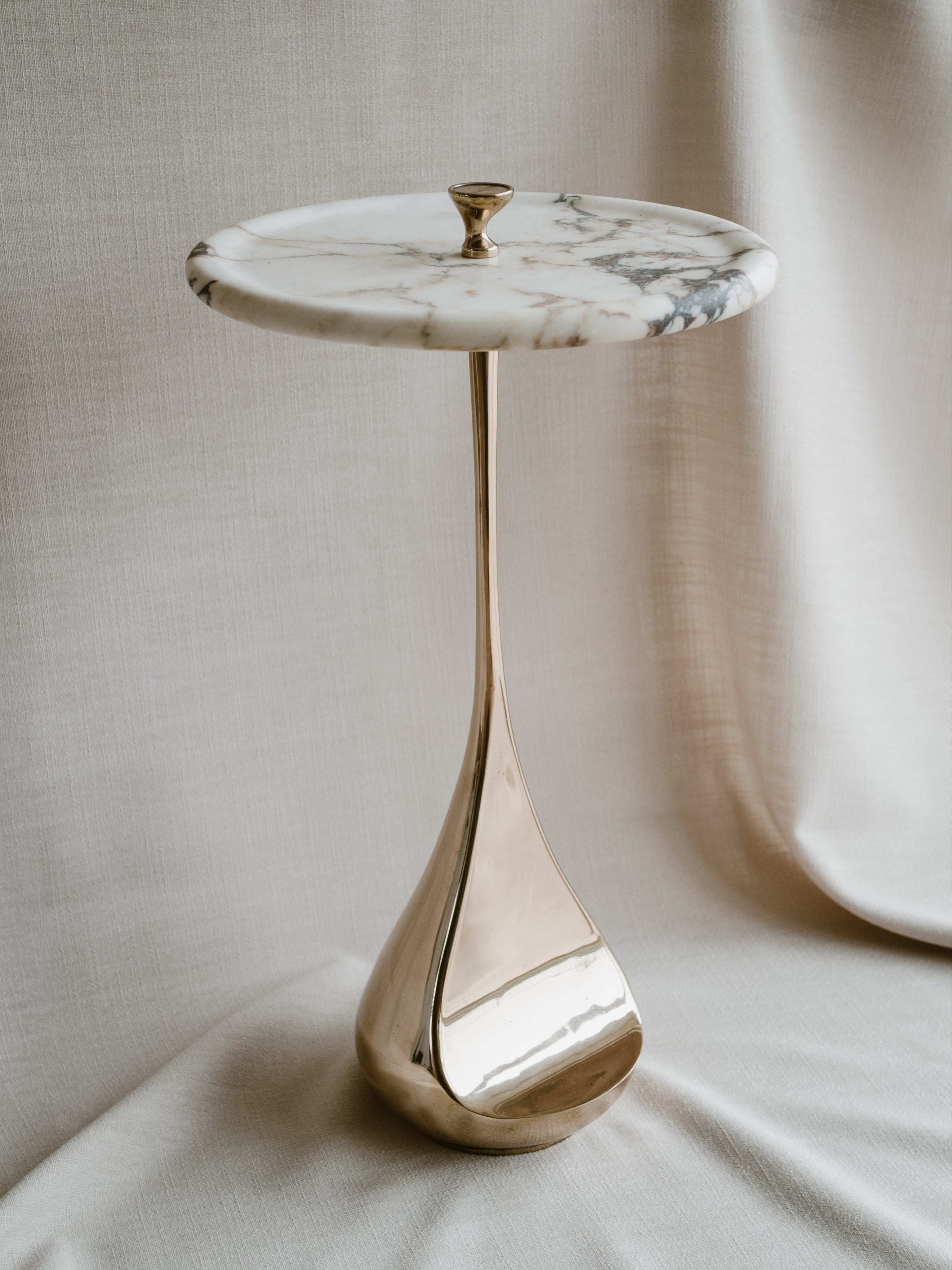 Cabriole Side Table in Marble and Bronze by Atelier Hillier | The Oblist