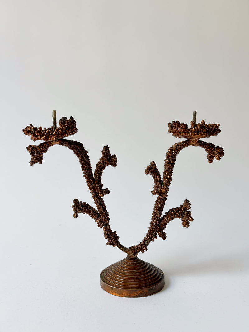 Metal Coral Form Candlestick, Brutalist Folk Art Poland by Huerto | The Oblist