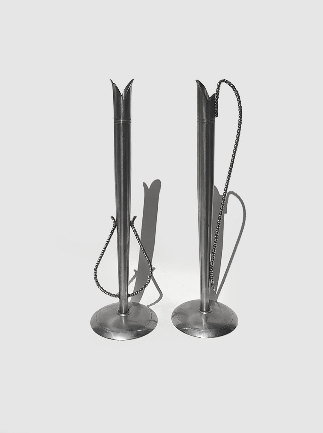 Pair of Steel Soliflores by Les Objoies | The Oblist