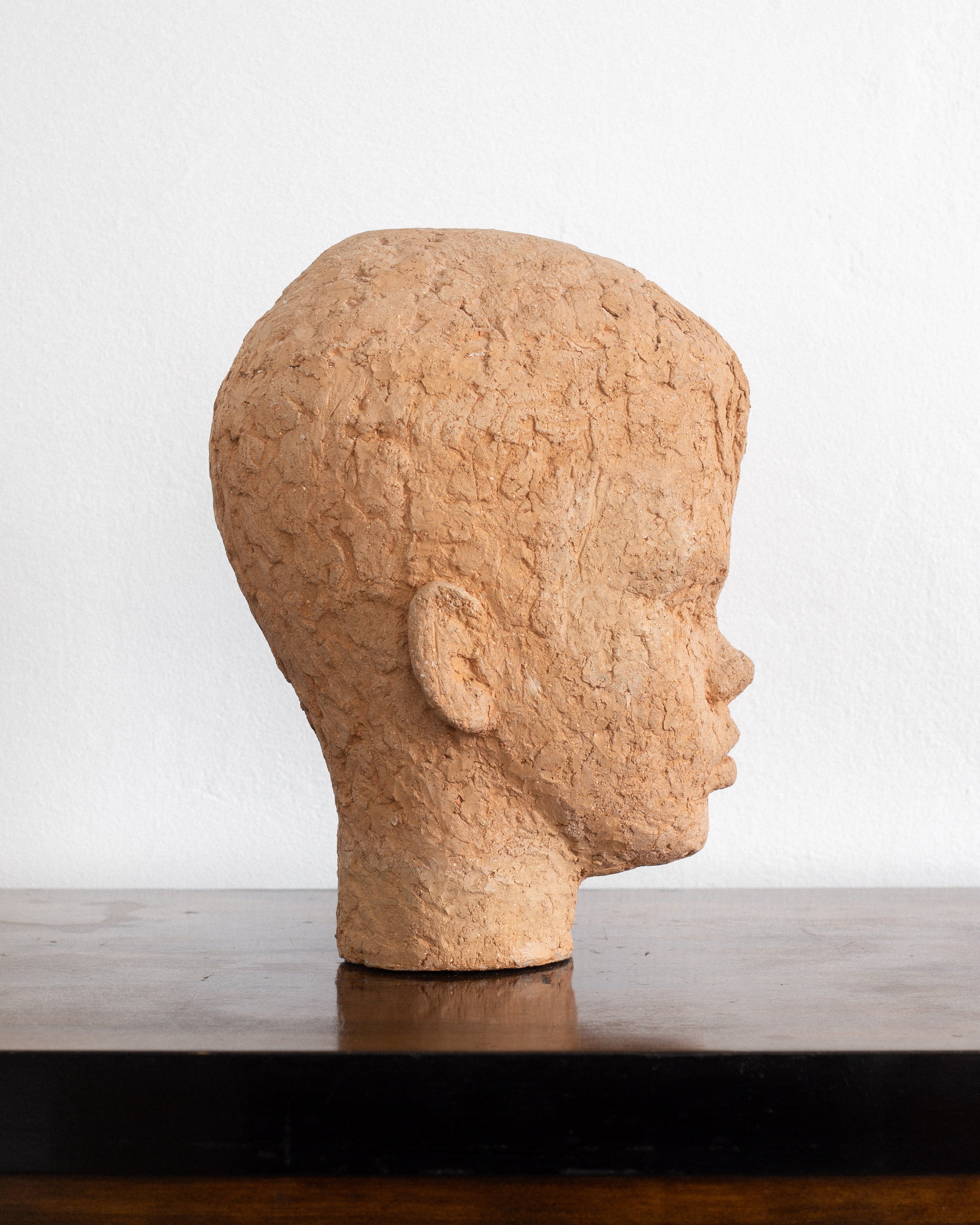 Mid Century Terracotta Sculpture by Birgit Wiberg-Stefelt, Sweden, 1950s — side profile highlighting textured terracotta surf