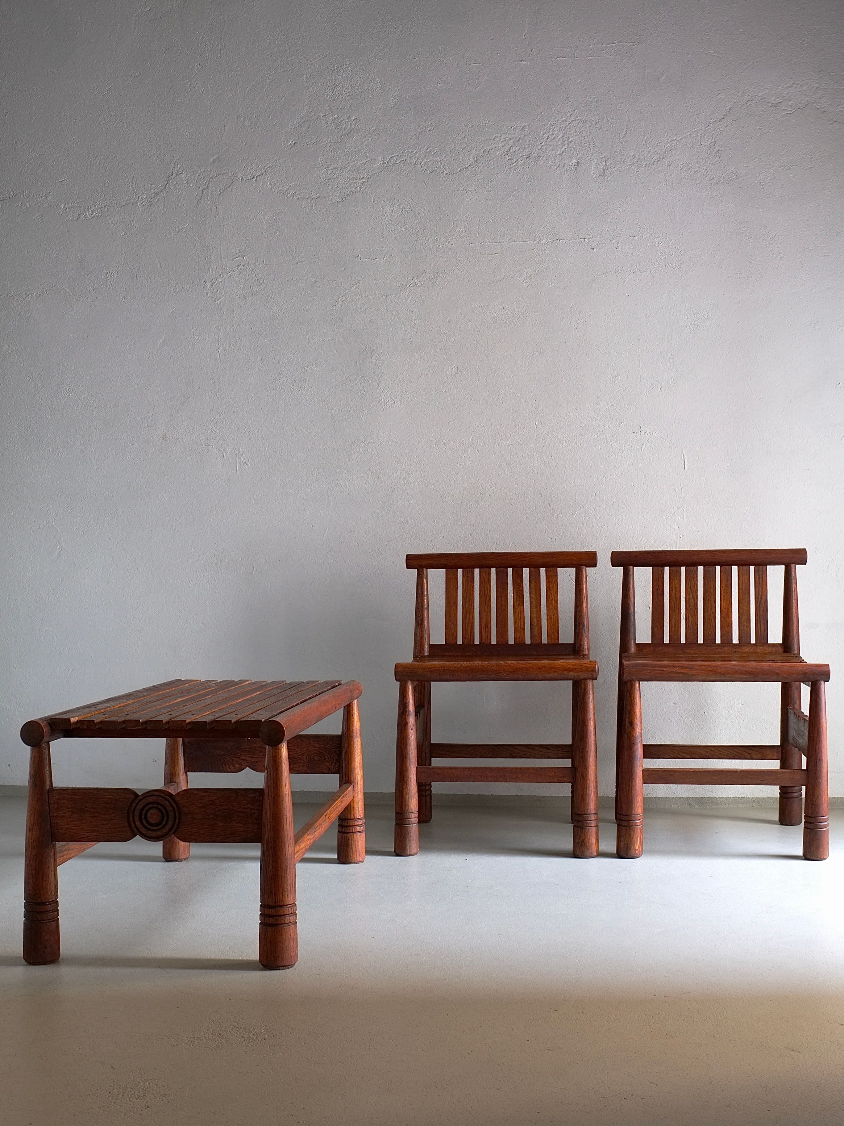 Carved Oak Low Back Chair | France | 1960s — additional view