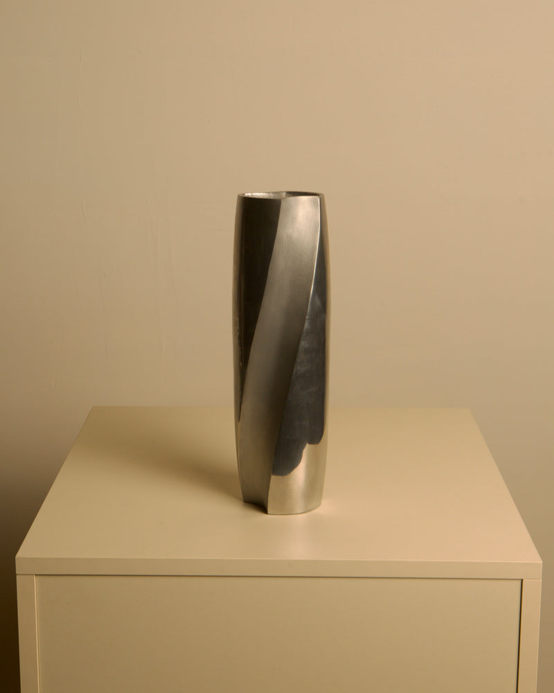Aluminum Vase "Galassia" by Brandani 80's | The Oblist — modern metallic finish