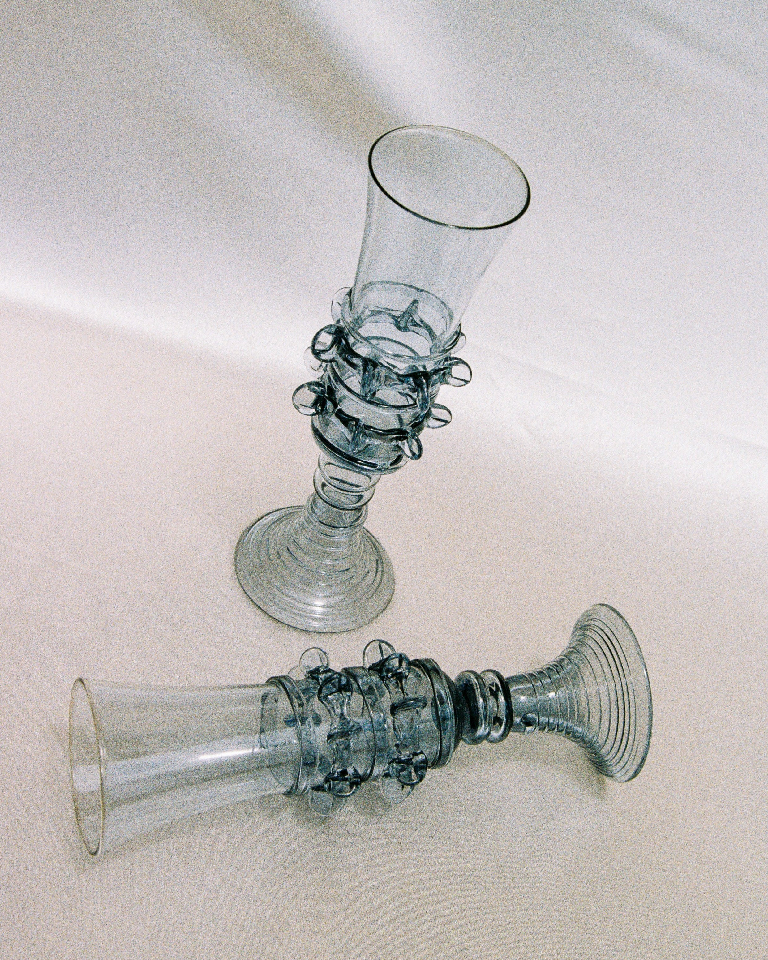 Paire de Flûtes à Champagne Soufflées à la Bouche - Seaweed