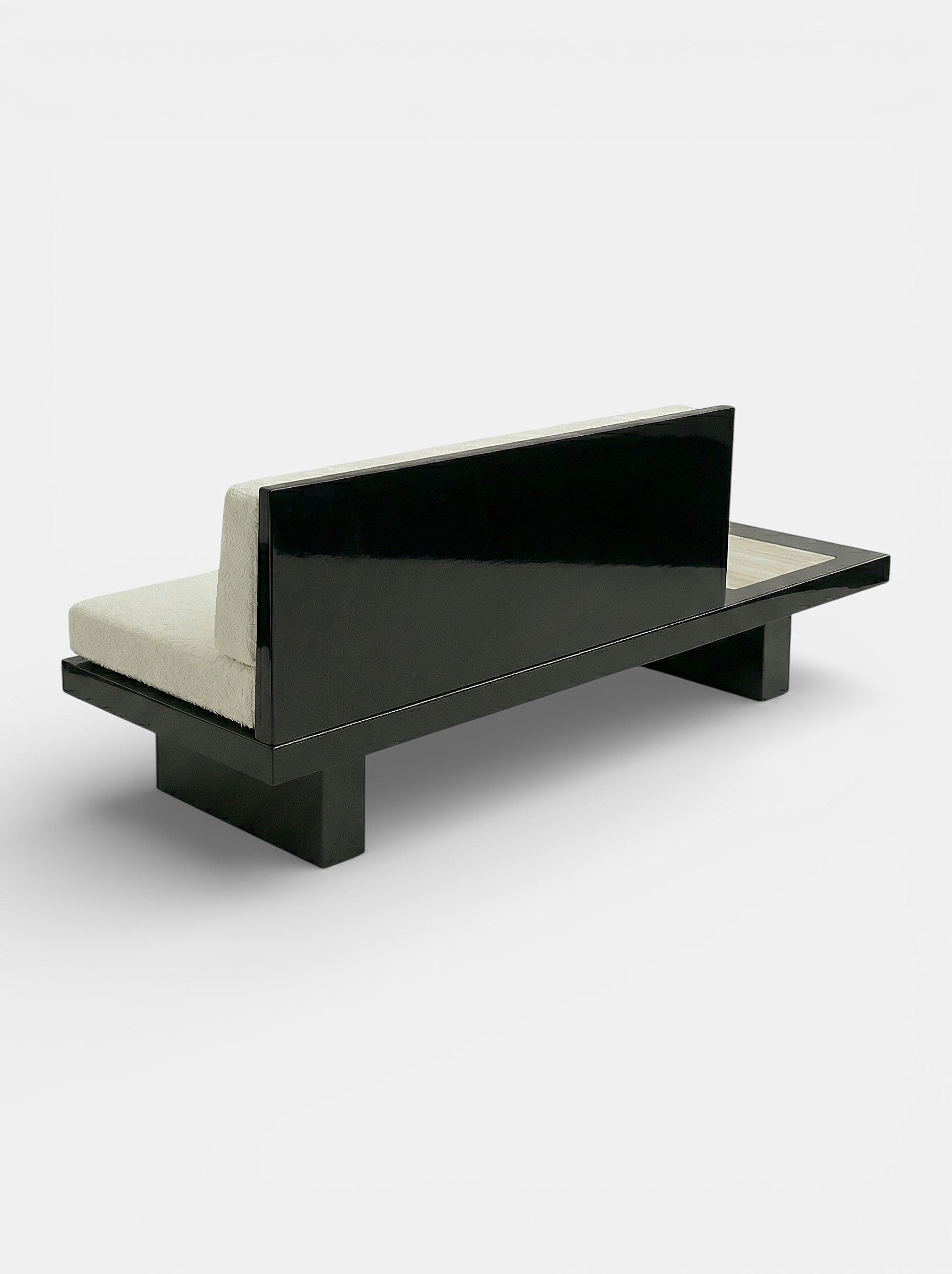 Phoebe Black And Ivory Onyx Bench — side angle