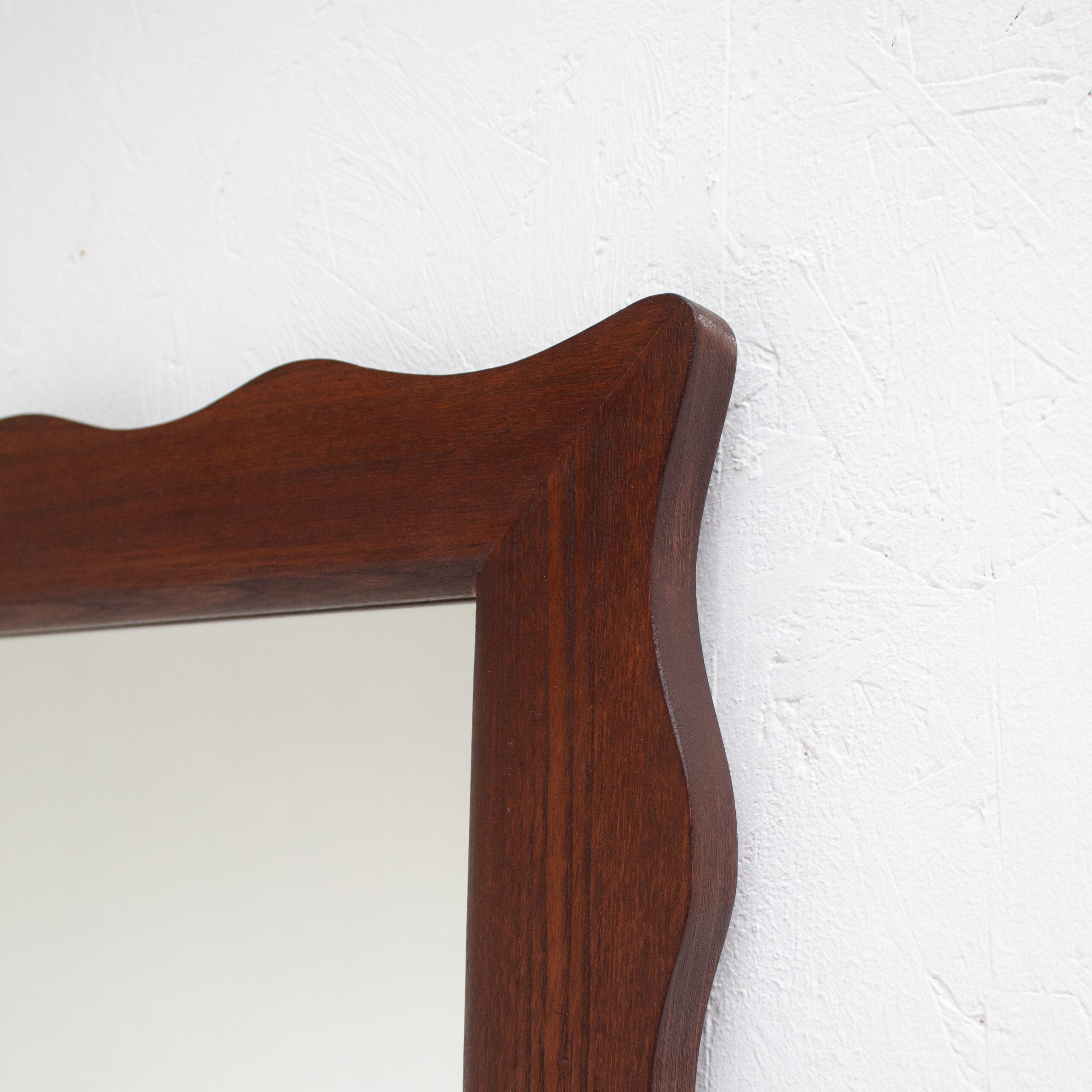 Large Vintage Wavy Walnut Wall Mirror — close-up