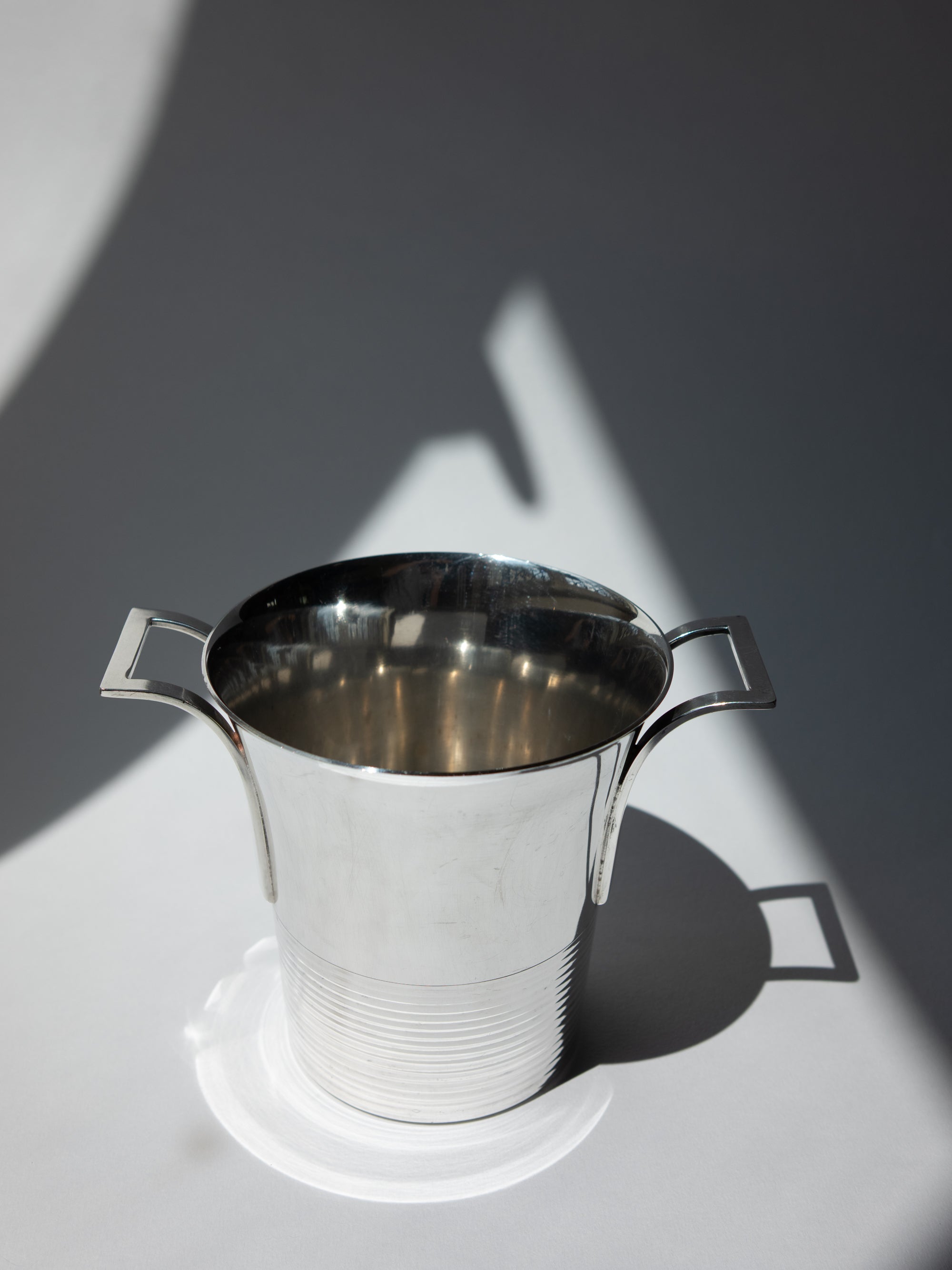 French Art Deco Silver-Plated Small Wine Cooler / Ice Bucket by Deschamps Frères c. 1930s — detail view