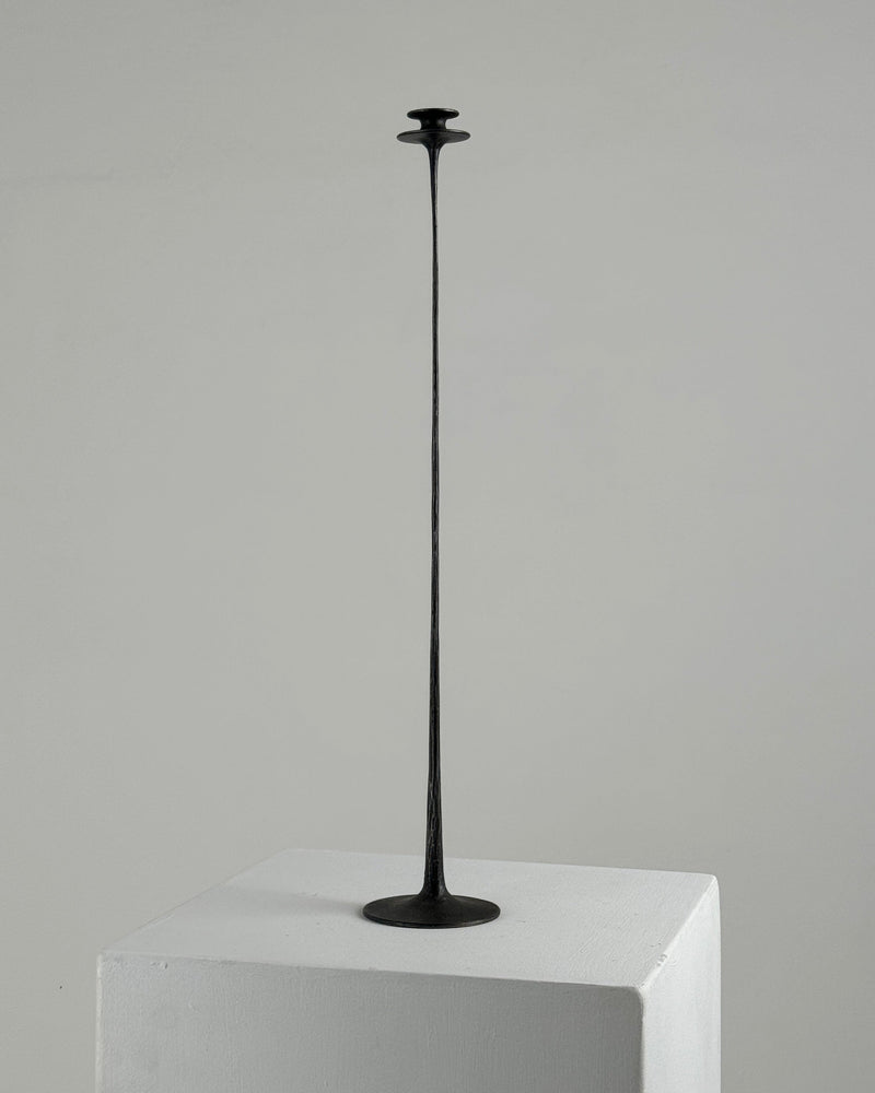 Large vintage black metal candleholder from 1960s France