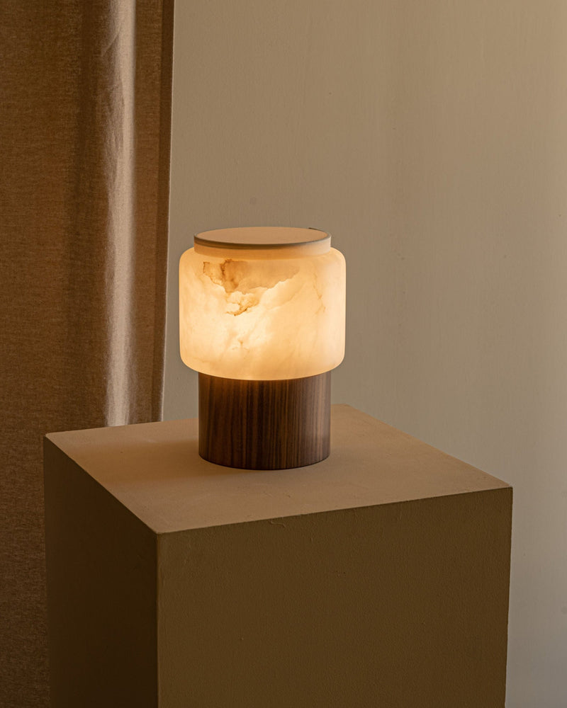 'Lanterno' Table Lamp in White Alabaster by Simone & Marcel | The Oblist