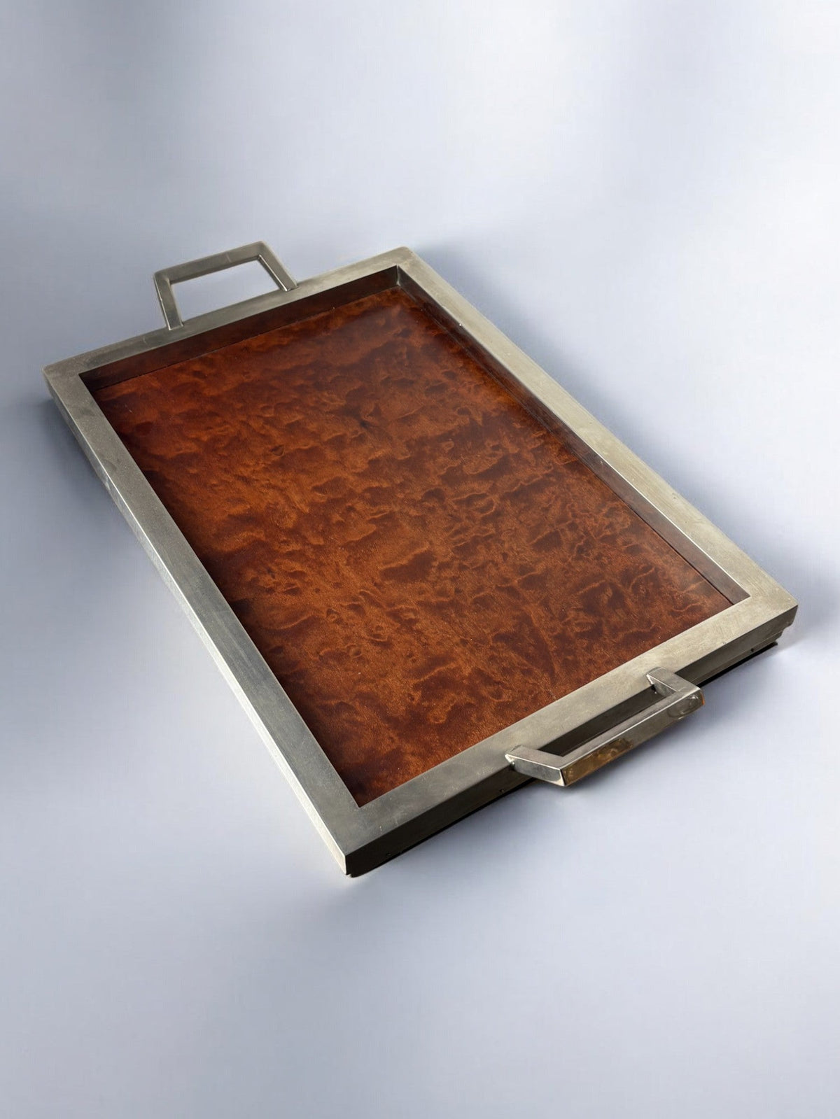 Dior style Tray in Wood & Chromed, Italy, 1970's — detail view