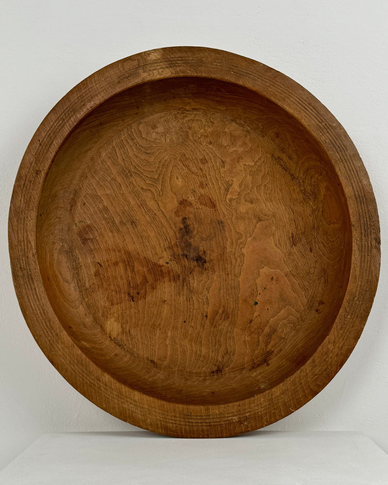 Interior view of XXL carved wood bowl showing natural grain patterns