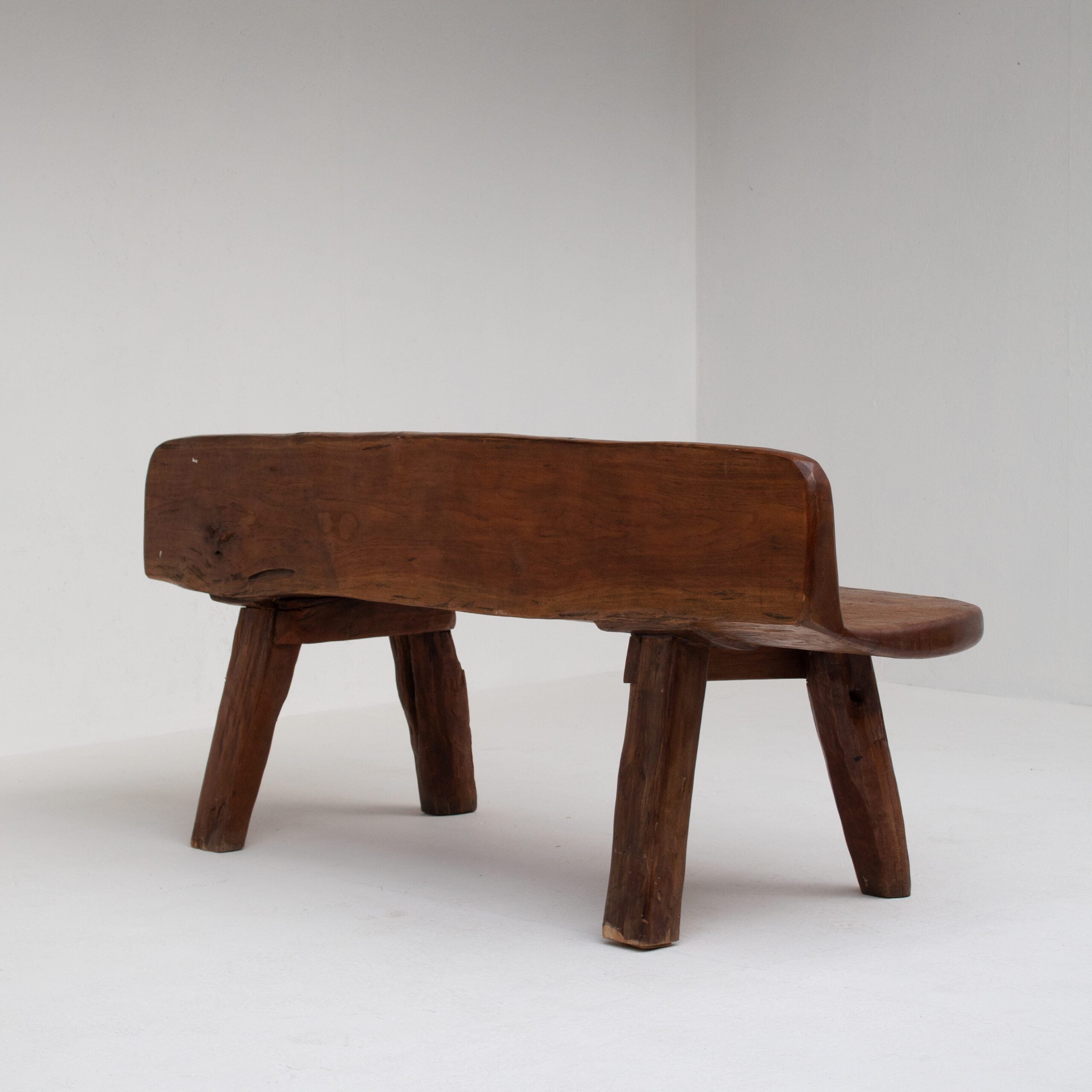 Rustic Wooden Bench — top view of handcrafted wooden seat
