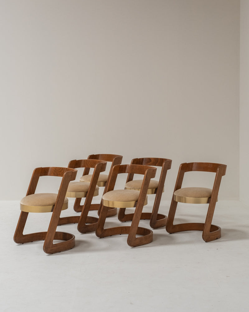 Set of 6 Willy Rizzo Dining Chairs by Mario Sabot, Italy, 1970s by Paulette in 't Stad | The Oblist