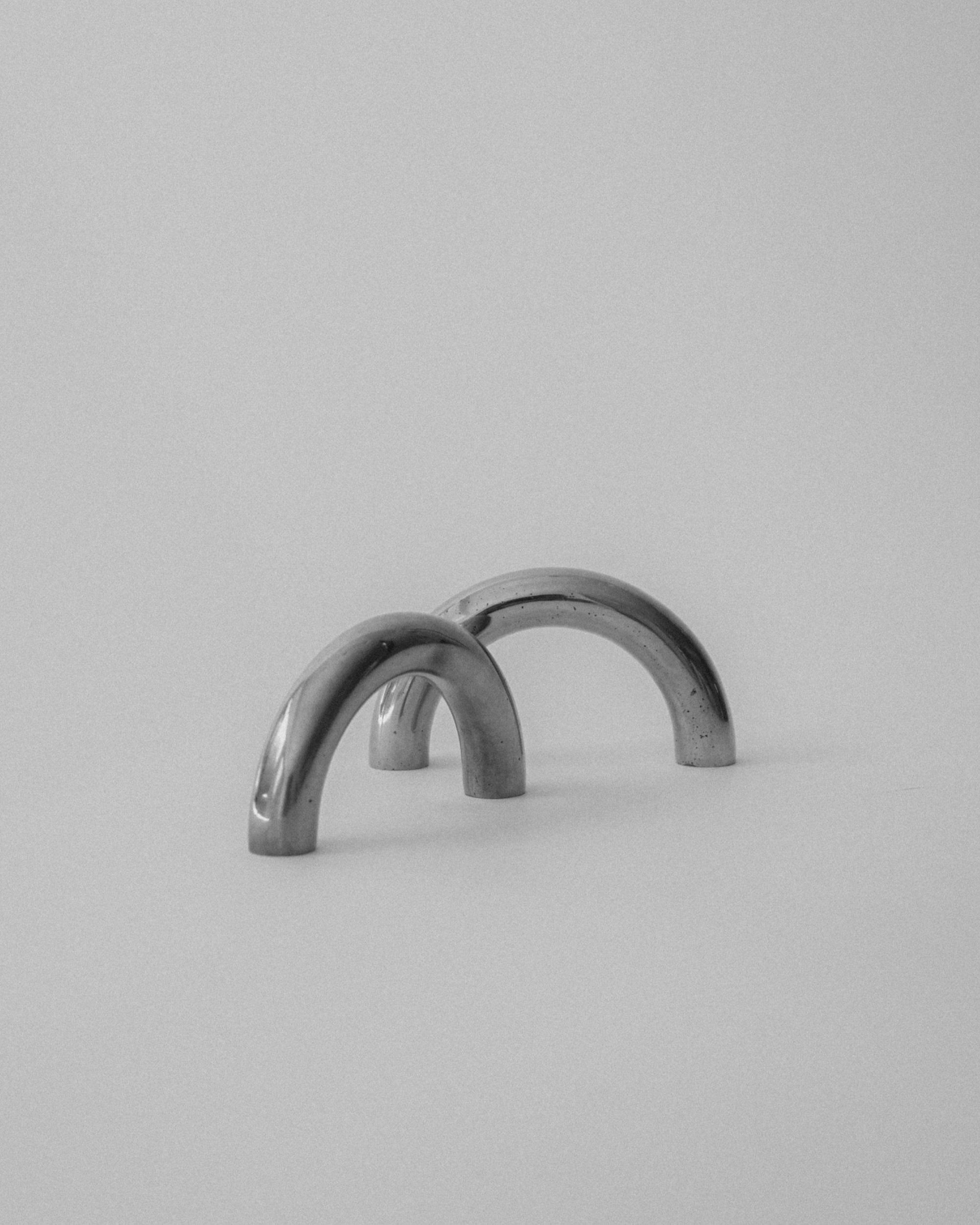 CERCLE Cabinet Pull Thin (2 sizes) — angled view of polished metal finish