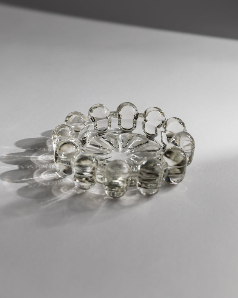 Clear glass ashtray with scalloped rim, 1970s Italian art glass