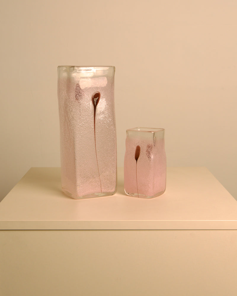 Pair of Italian 80s Murano glass and purple feather vases by Treaptyque | The Oblist