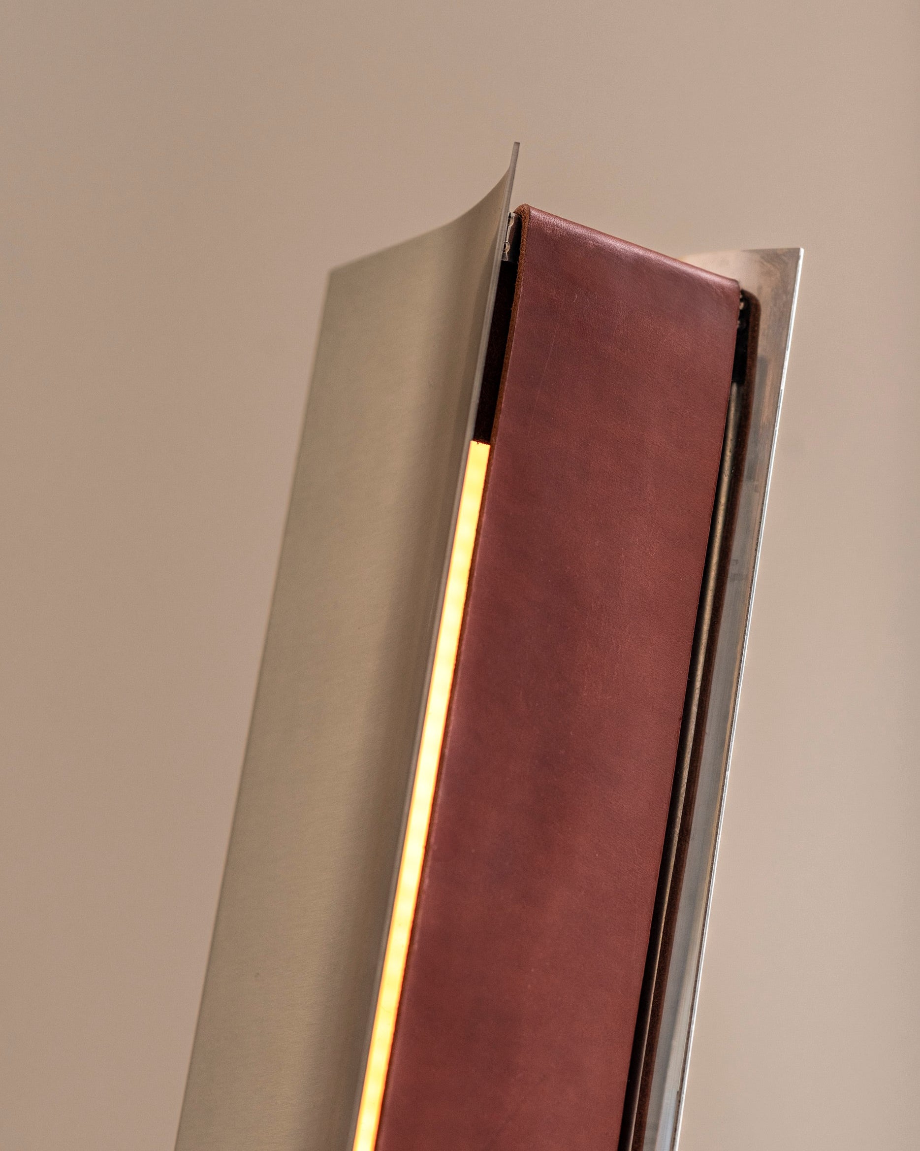 IMPERMANENCE Floor Lamp in Stainless Steel & Leather
