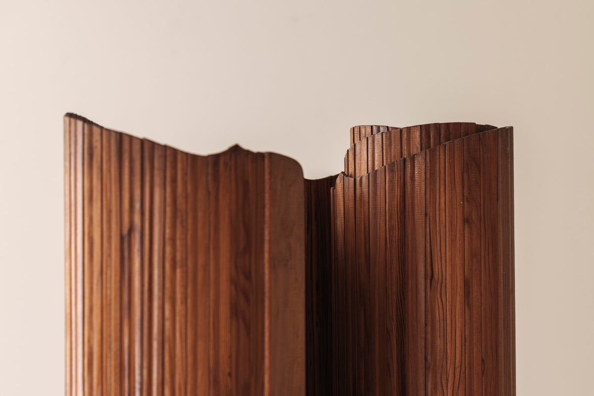 S.N.S.A. Pine Tambour Room Divider, France 1950s — alternate view