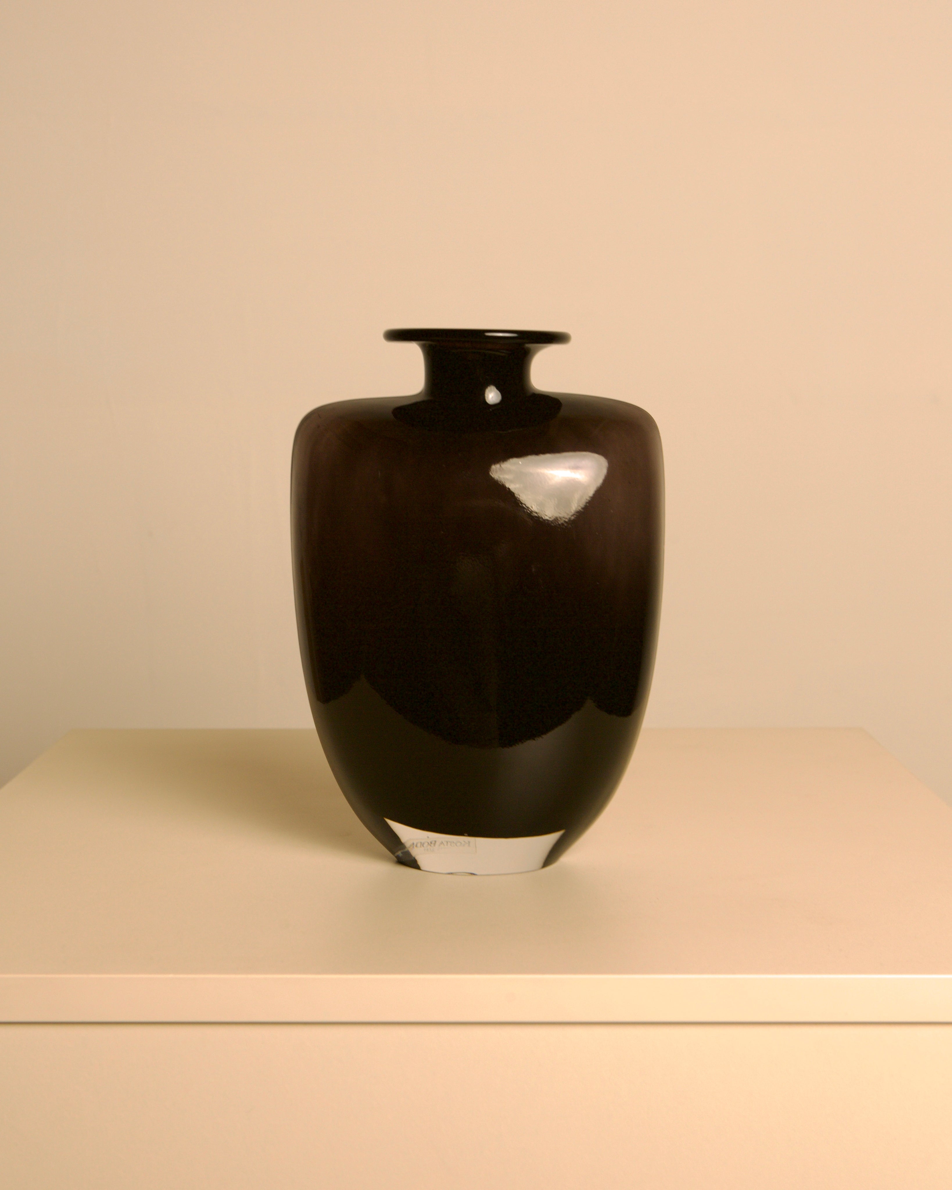 Pair of dark glass vases, Kjell Engman for Kosta Boda, Sweden, 1980s — alternate view