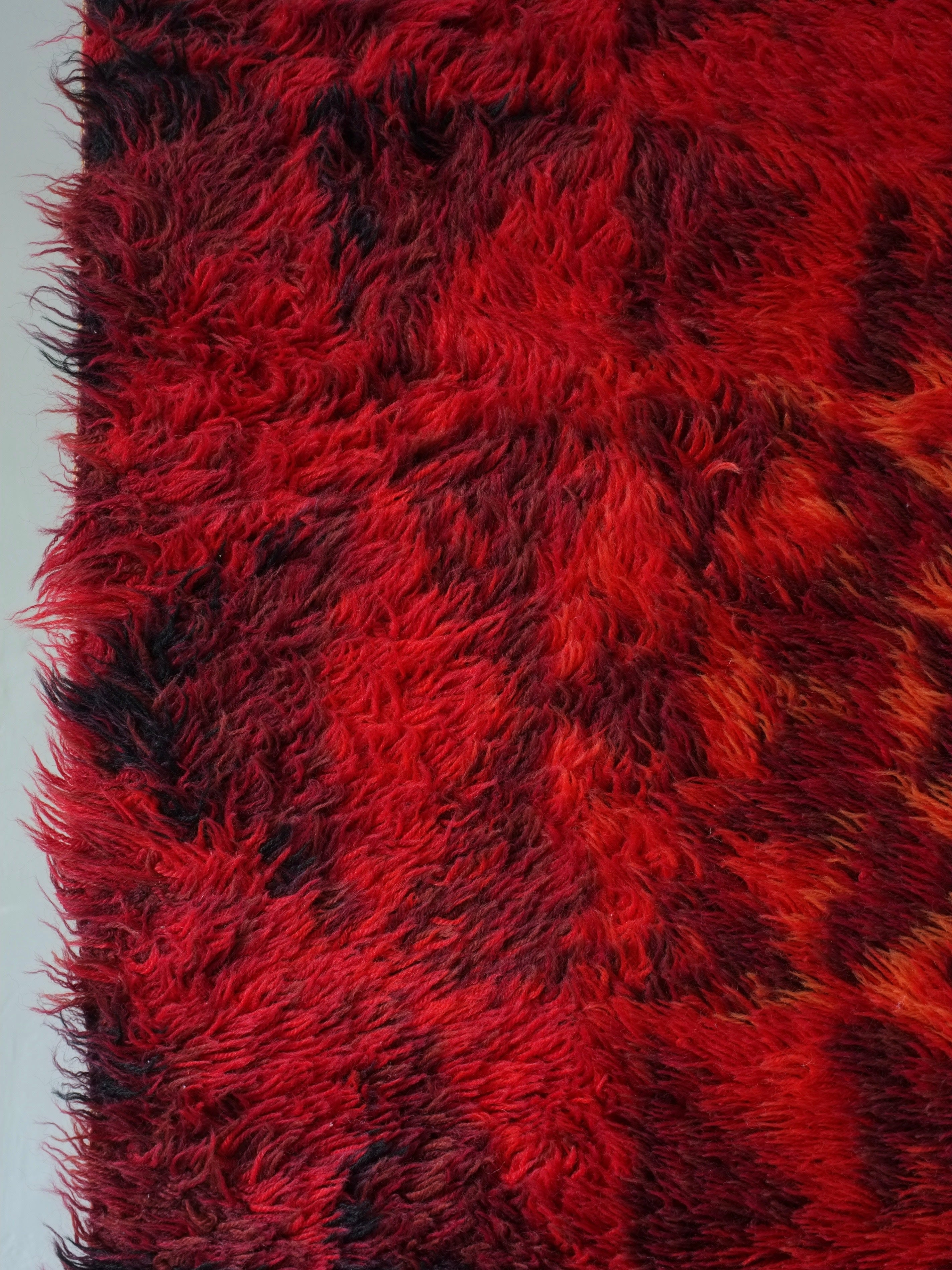 Rugs Mid-Century Abstract Red Wool Rya Rug | Sweden | 1960s