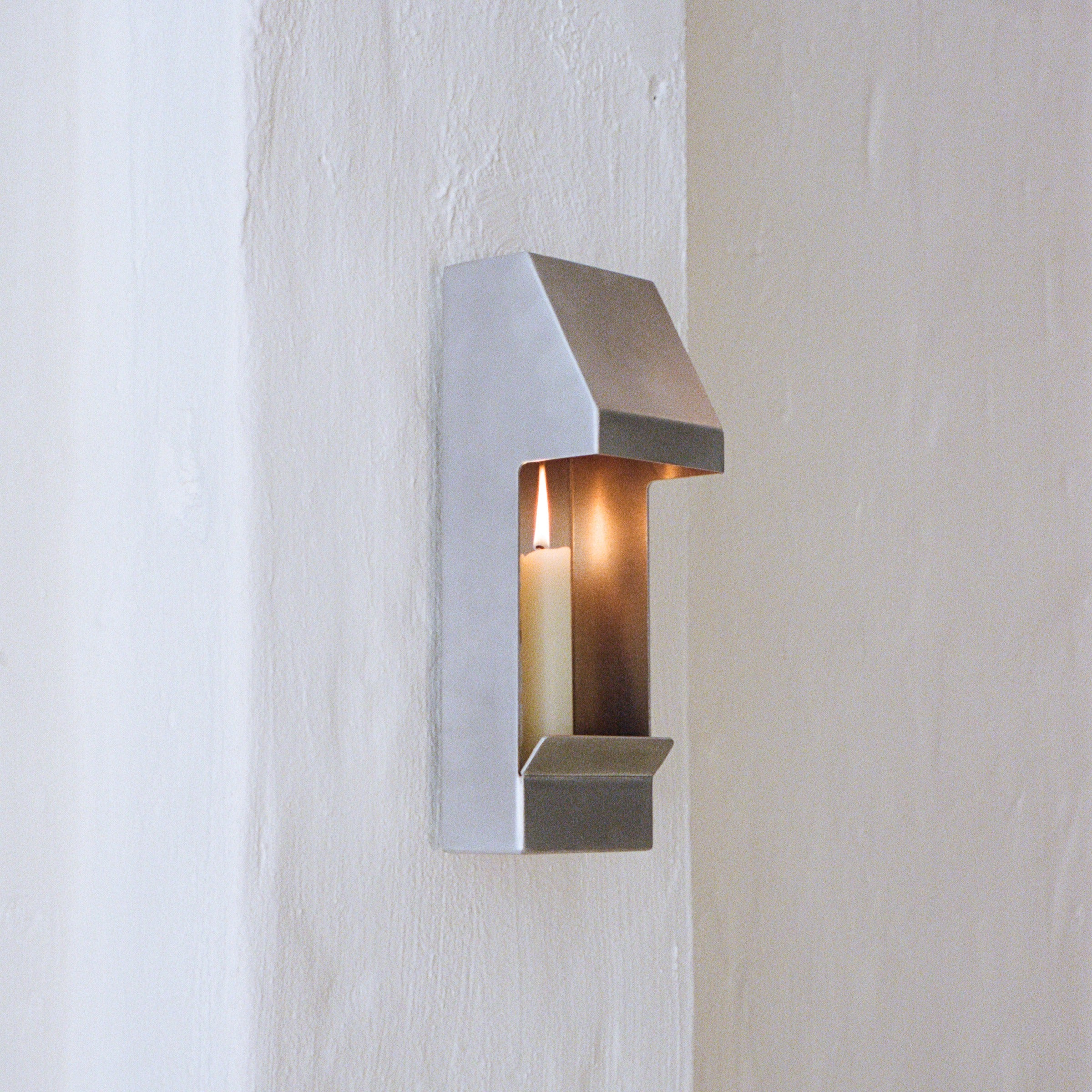 Egress Sconce Candle Holder by PARCTA | The Oblist — brushed metal finish