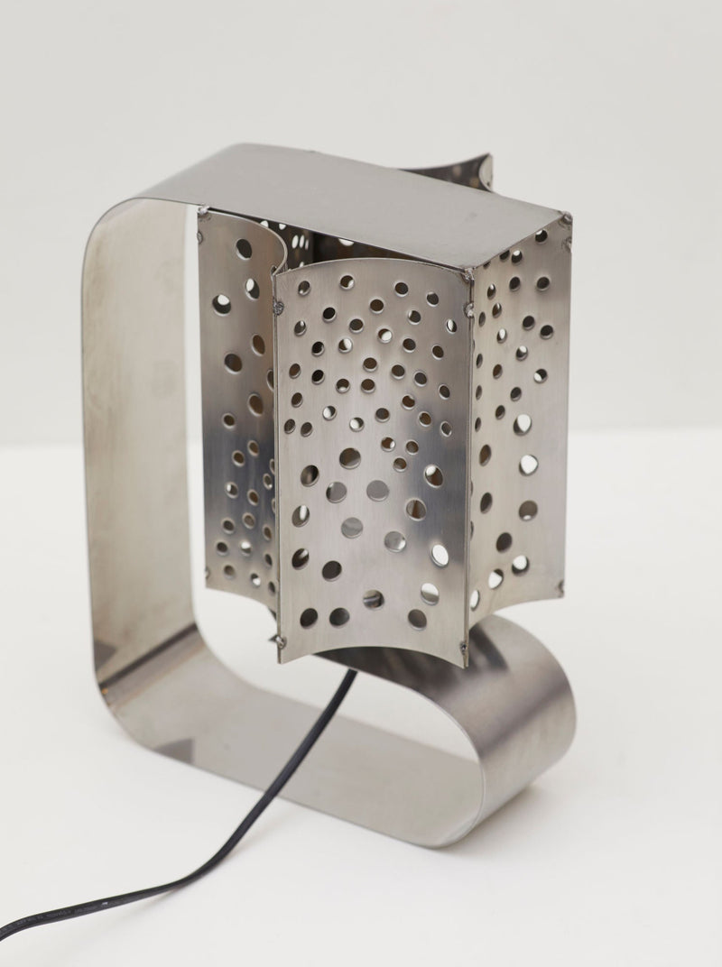 One of a Kind French Artisanal Stainless Steel Table Lamp Vintage Circa 1970 by DIG IN JAPAN | The Oblist — stainless steel,