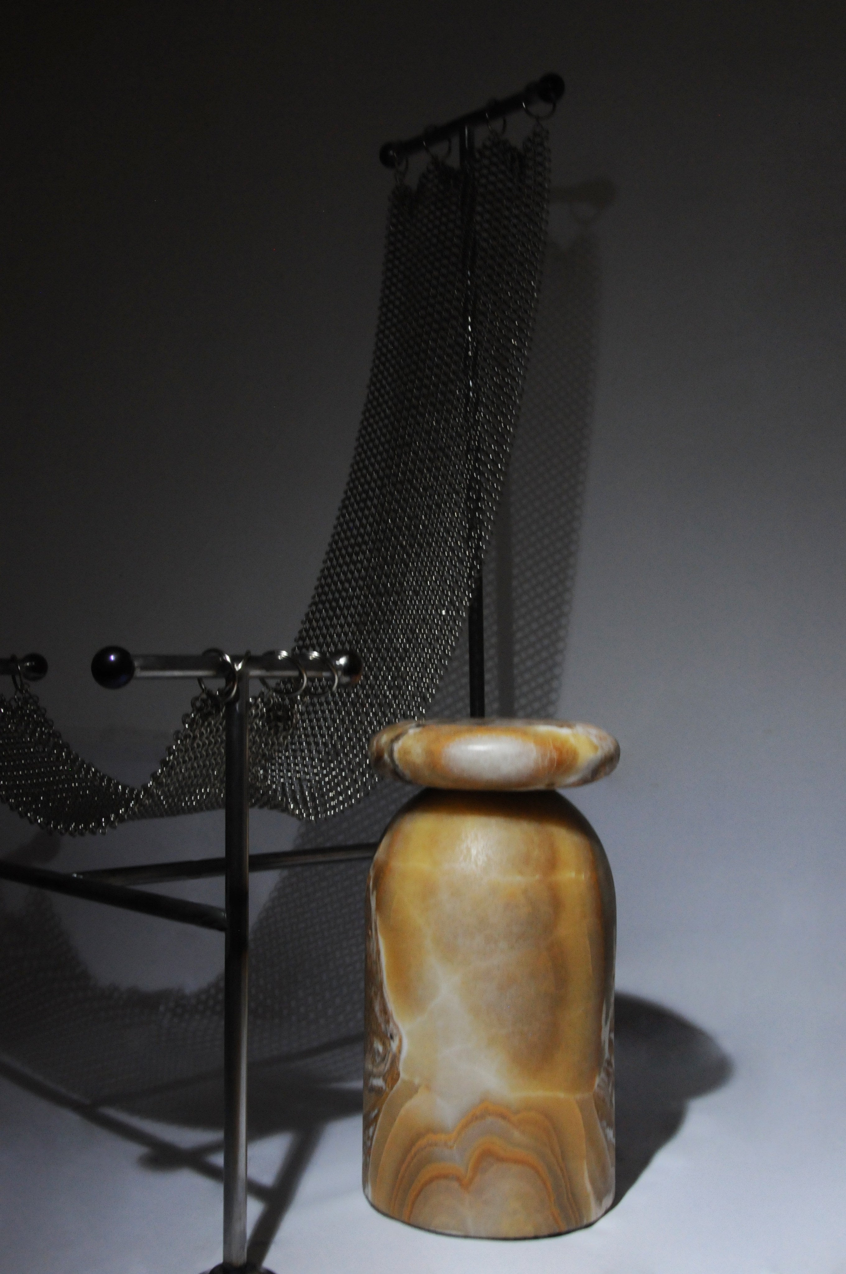 Cult Stool/ Side Table, Marble or Onyx — in context