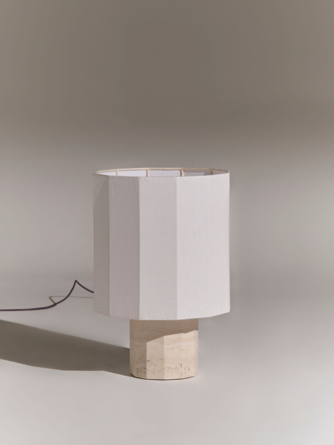 Roma II Dodecagon White Travertine — side angle