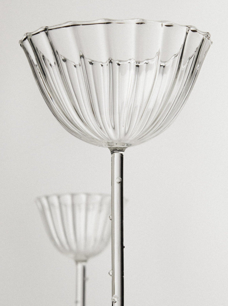 Cosmo Cordial Glasses – Set of 4 by Sophie Lou Jacobsen — close-up of clear glass with ribbed design
