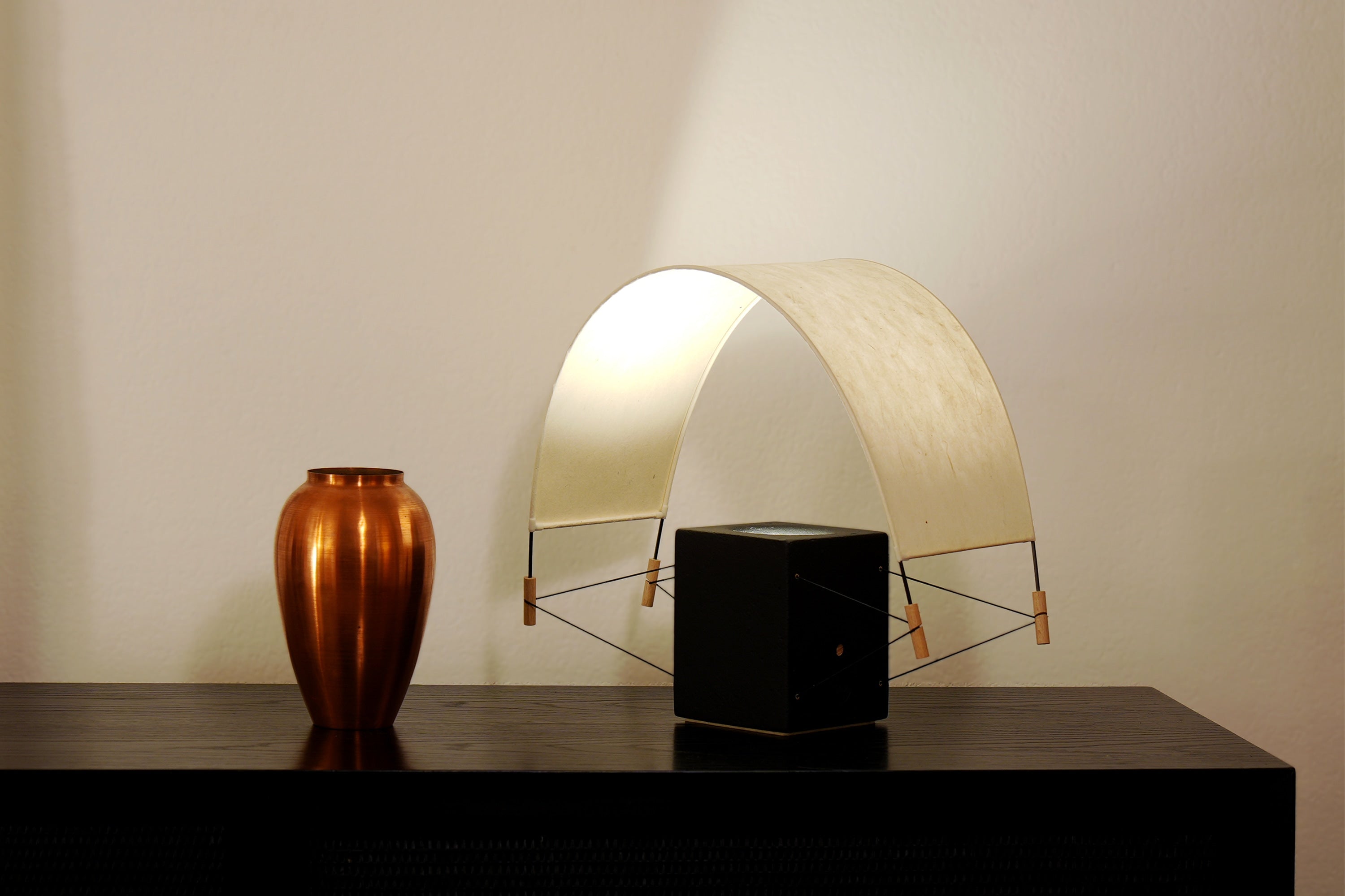 Parametric Design Table Lamps in Terracotta — in context