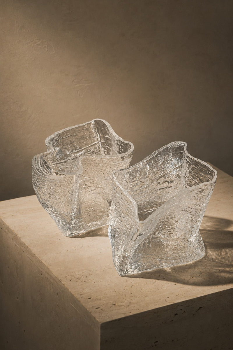 Sculptural Textured Glass Cups, Set of 2 — detail view