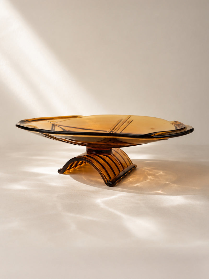 Bohemian Art Deco Amber Glass Fruit Stand - 1930s by Dodo Vintage | The Oblist