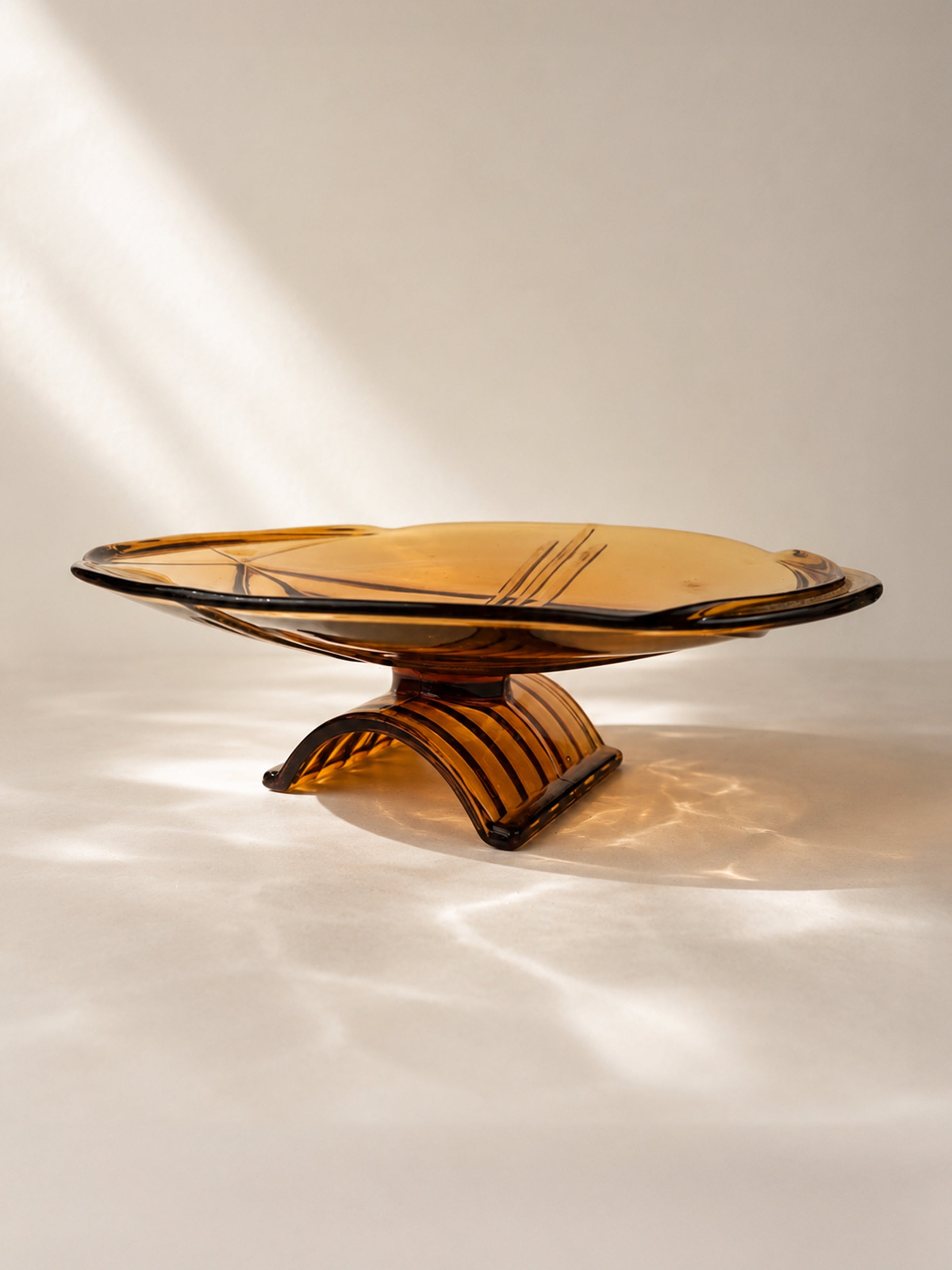 Bohemian Art Deco Amber Glass Fruit Stand - 1930s by Dodo Vintage | The Oblist